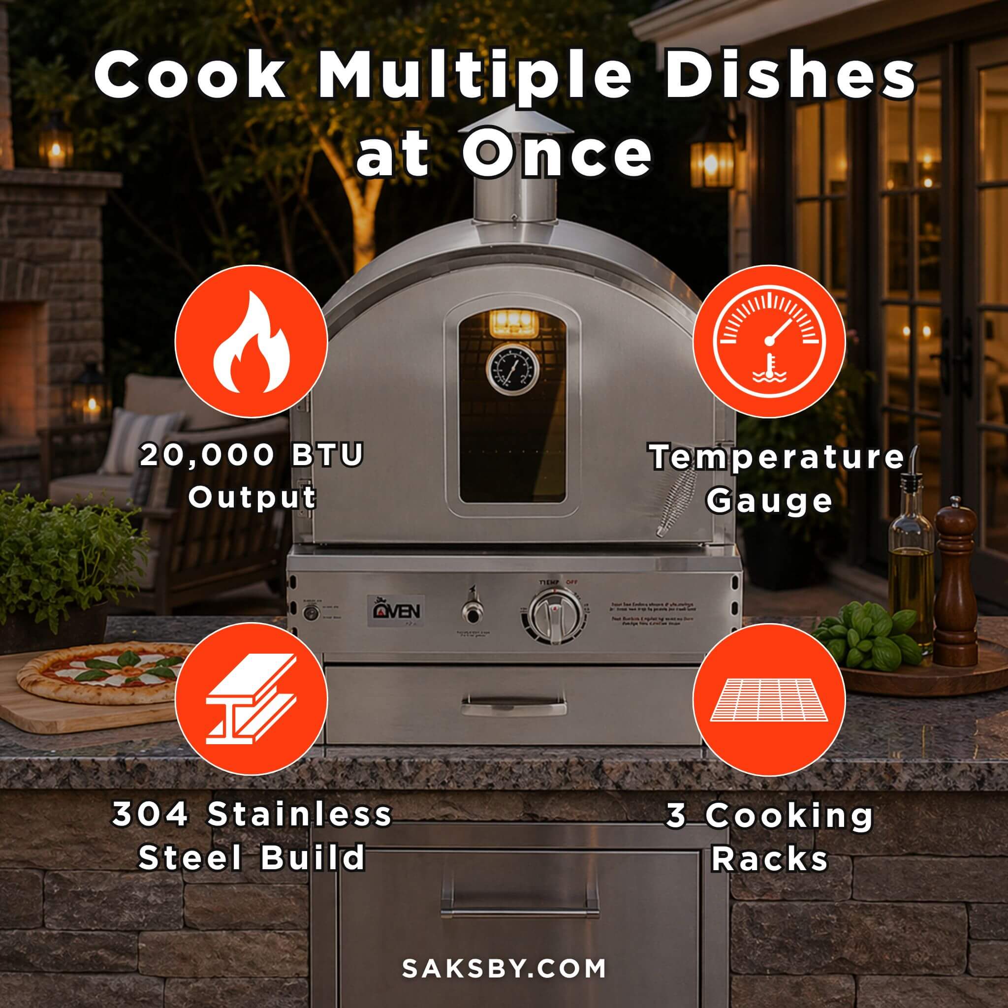 Summerset Outdoor Built-In Countertop Gas Pizza Oven [SS-OVBI] (SAK73182) - OVERLANDERS Outfitter