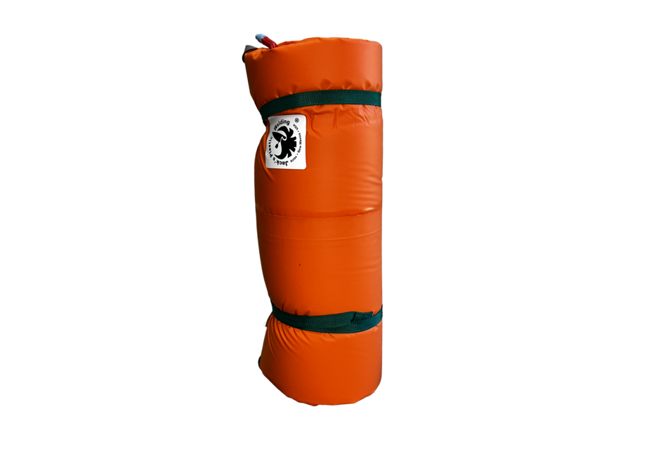 Jack's Plastic Welding Grande Paco Pad in orange, 78" x 3", self-inflating sleeping pad for river adventures.