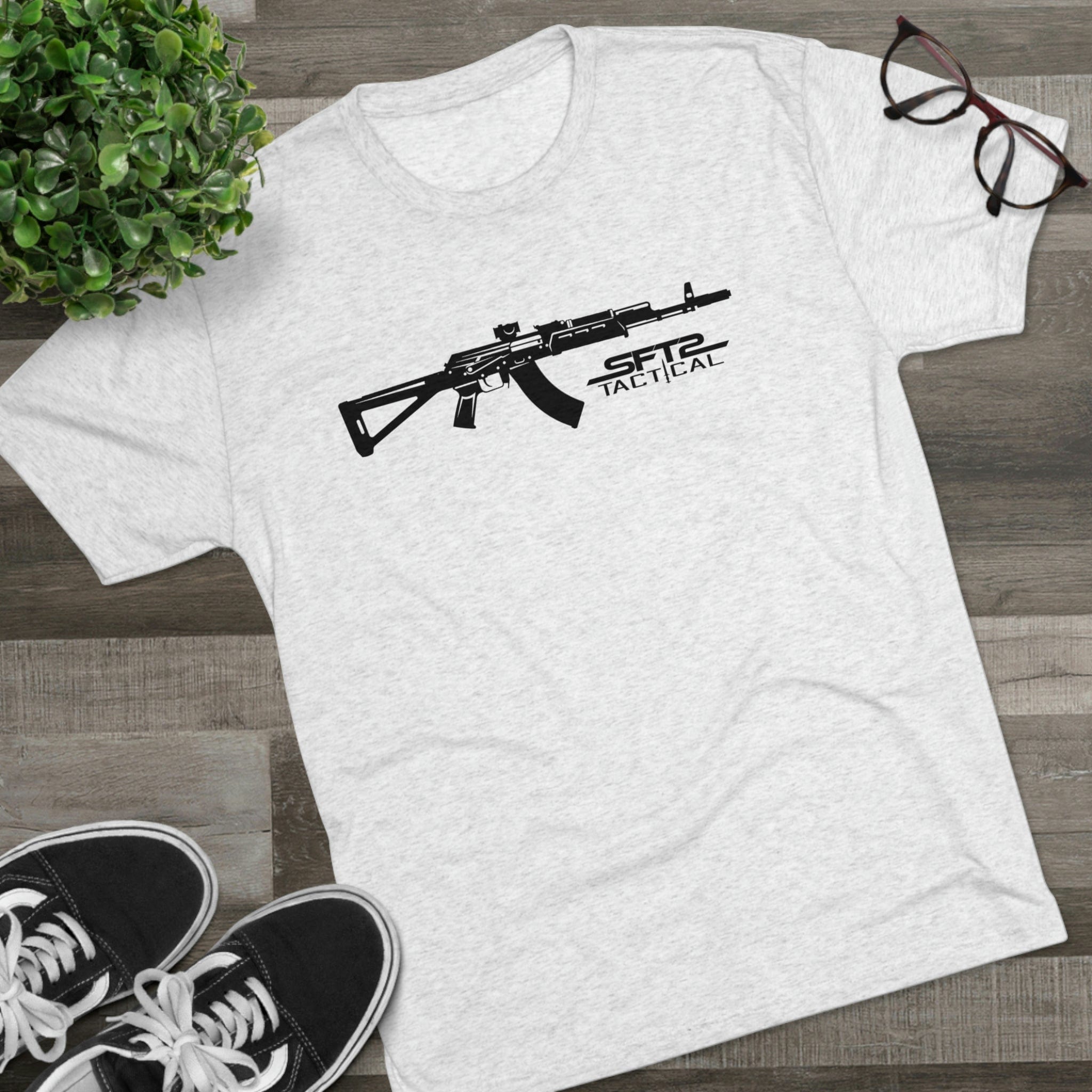 SFT2 Tactical AK Day tri-blend crew tee in a casual fit, showcasing soft fabric and a stylish design.