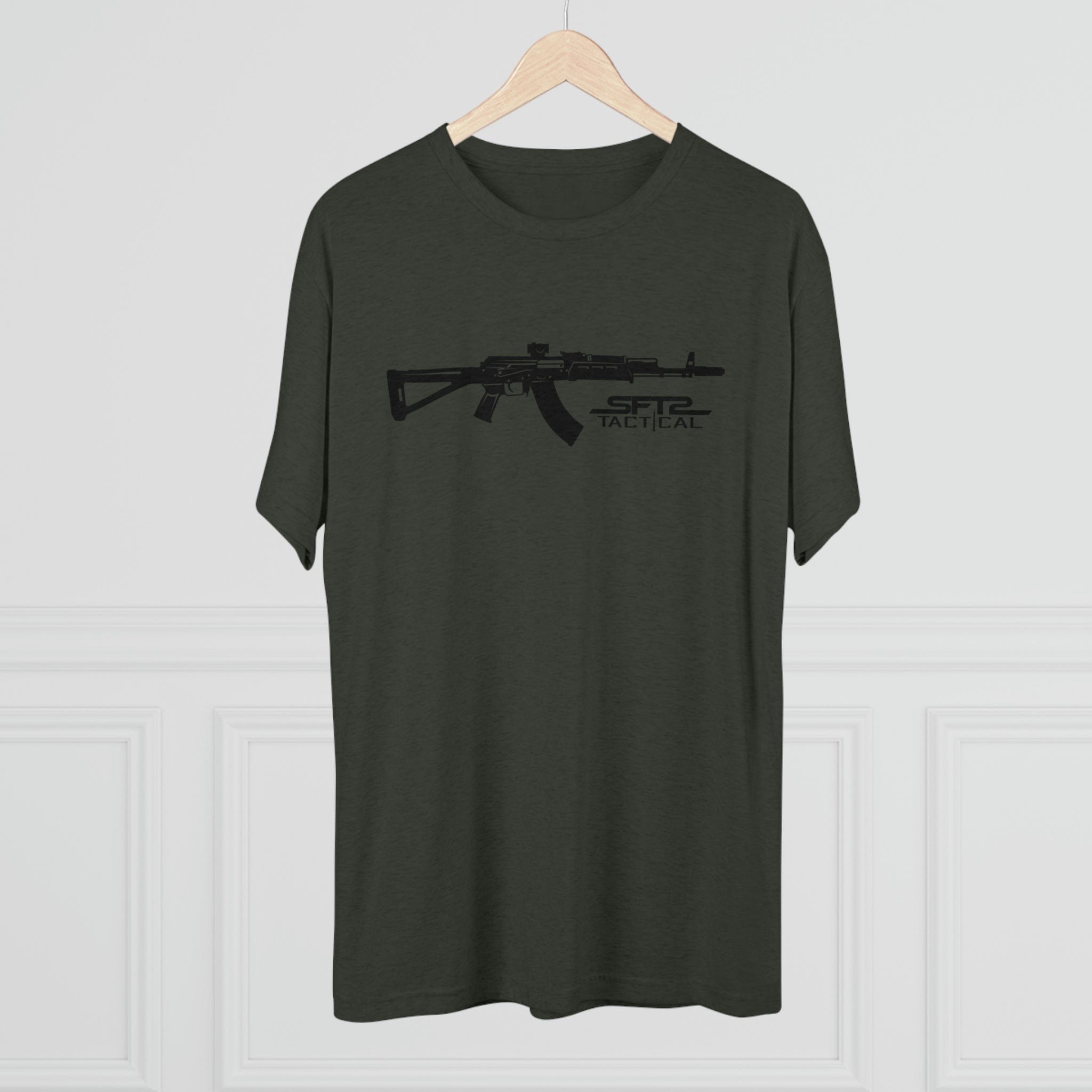 SFT2 Tactical AK Day tri-blend crew tee in a casual fit, showcasing soft fabric and a stylish design.