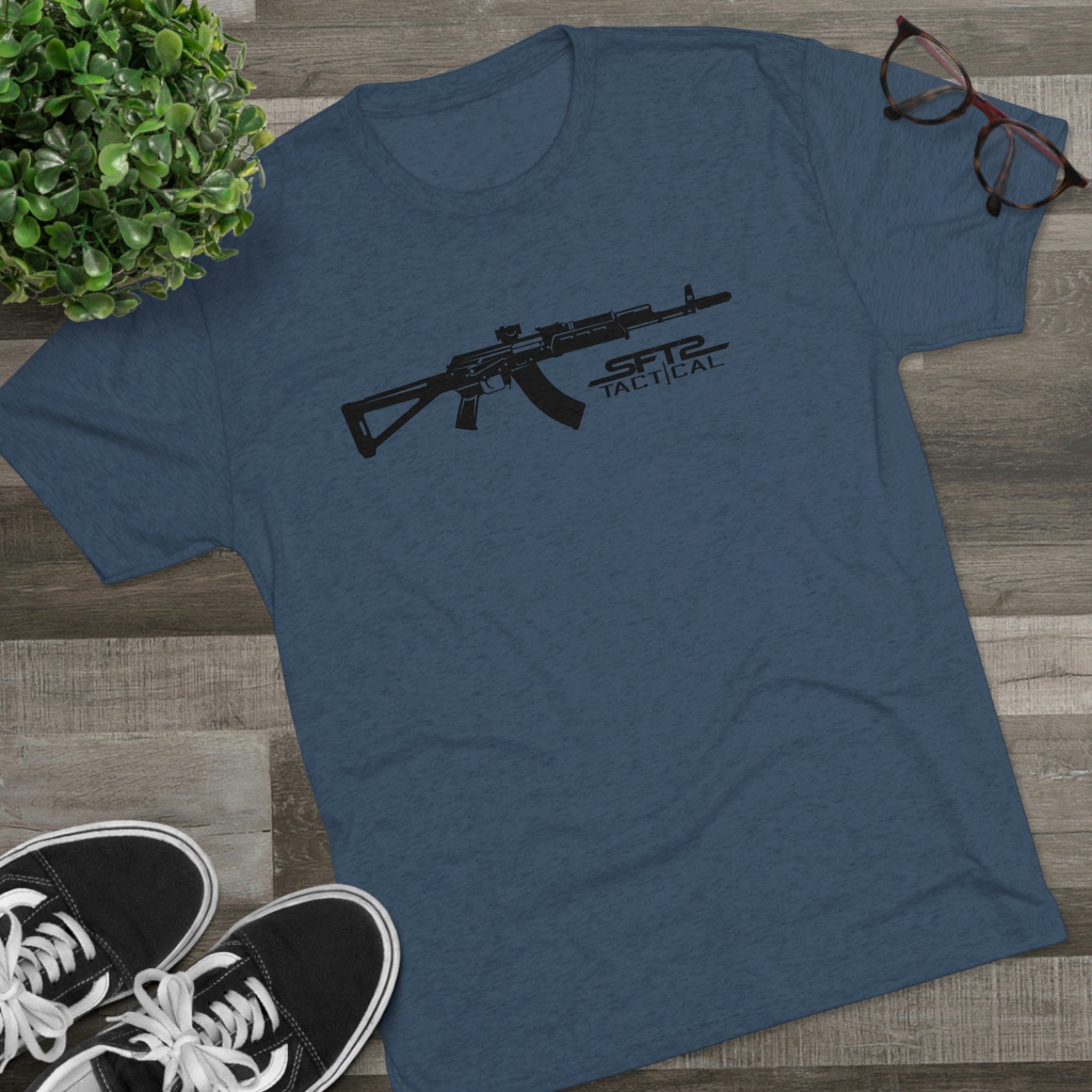 SFT2 Tactical AK Day tri-blend crew tee in a relaxed fit, showcasing soft fabric and a casual style.