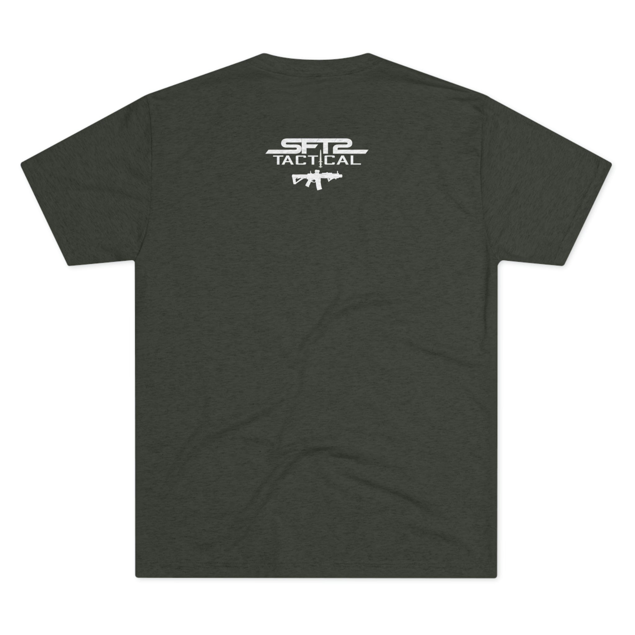 SFT2 Tactical America's Favorite Logo Tri-Blend Crew Tee in a casual setting, showcasing soft fabric and logo design.