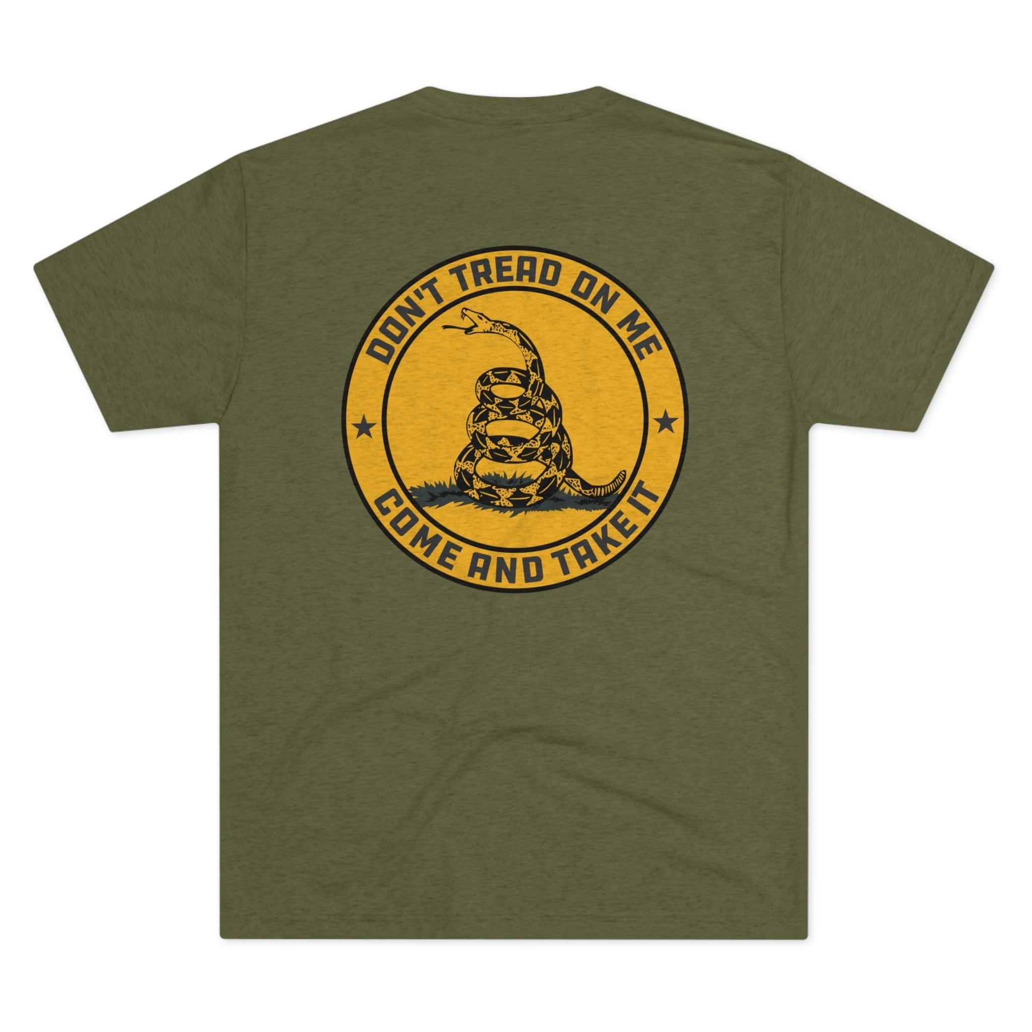 SFT2 Tactical Don't Tread On Me tri-blend crew tee featuring a bold graphic on a soft fabric background.