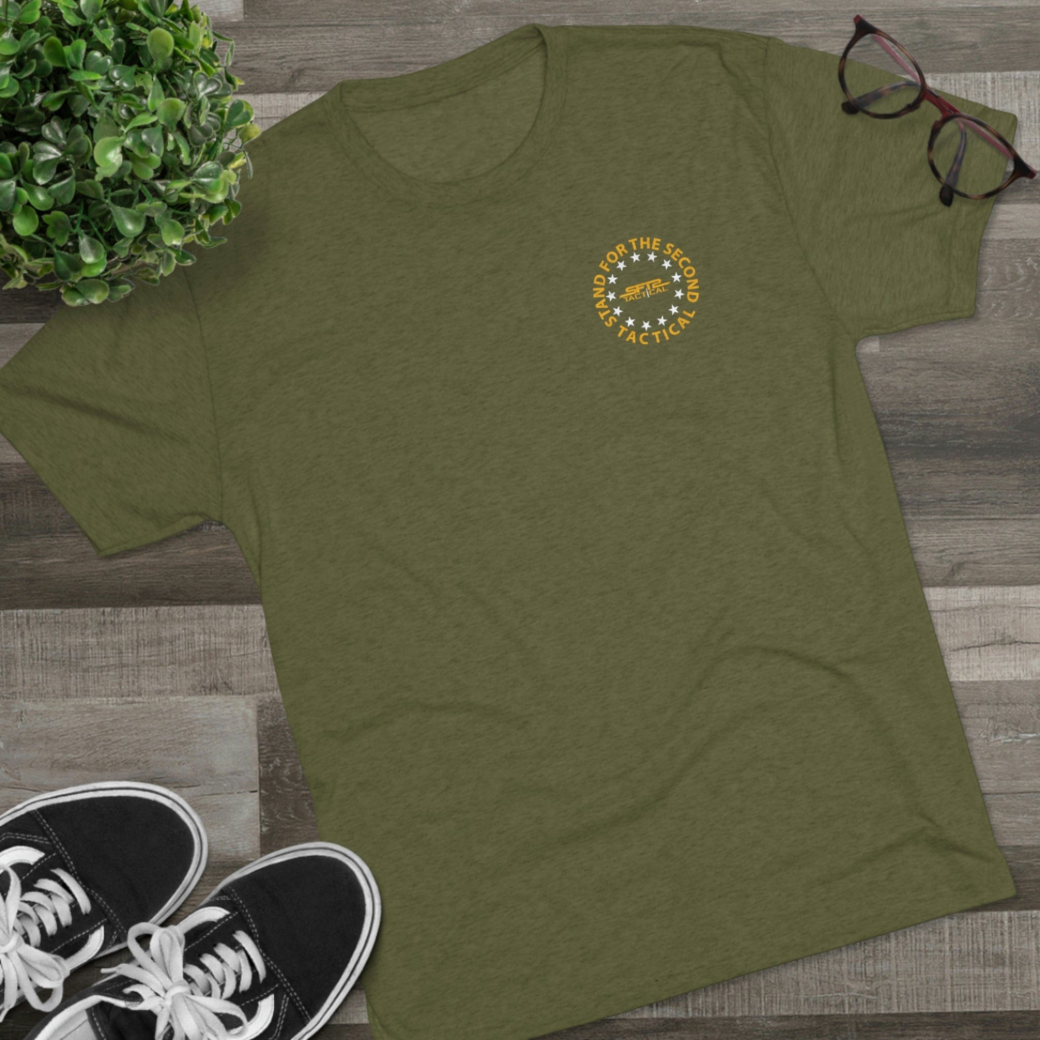 SFT2 Tactical Don't Tread On Me tri-blend crew tee featuring a bold graphic design on soft fabric.