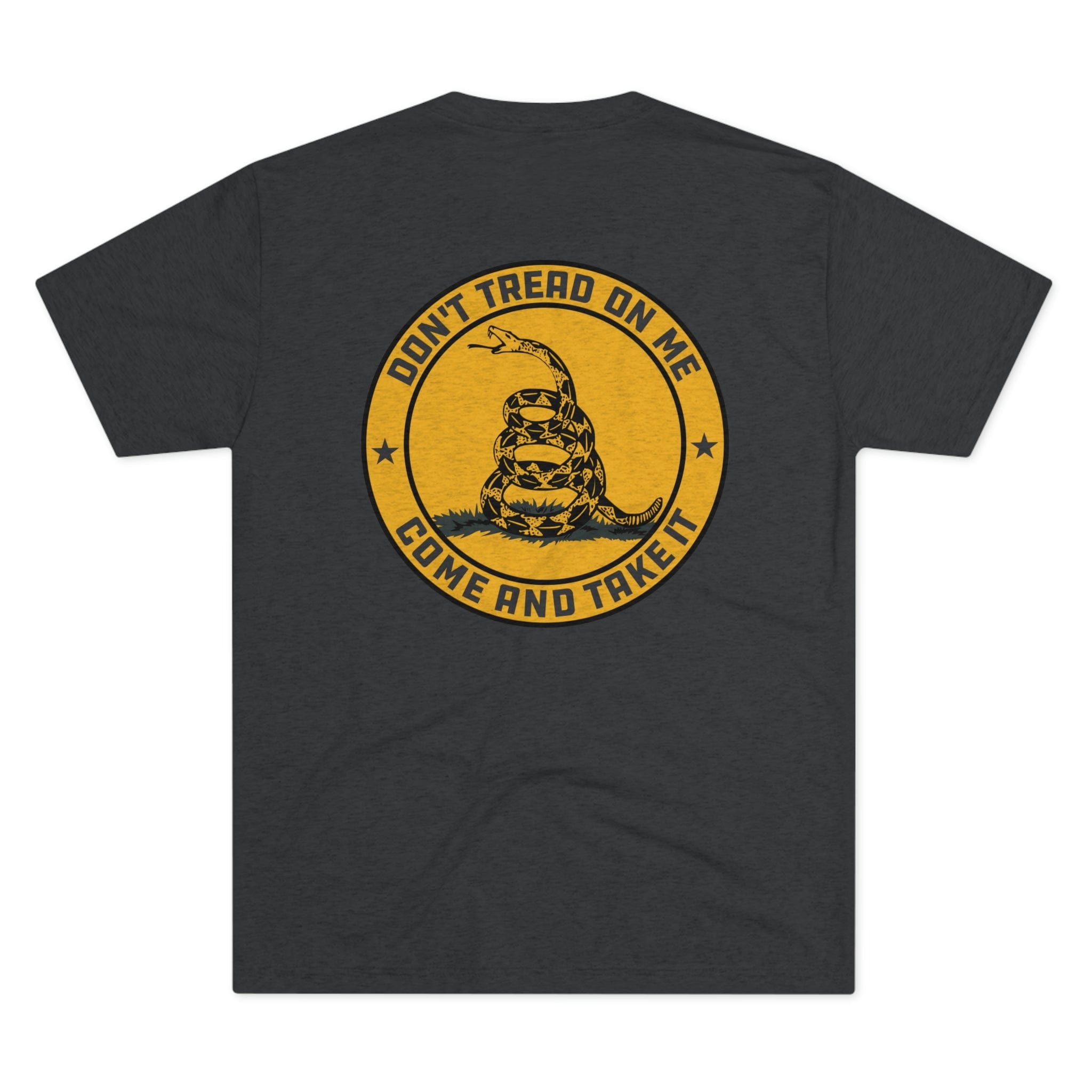 SFT2 Tactical Don't Tread On Me tri-blend crew tee featuring a bold graphic design on a comfortable t-shirt.