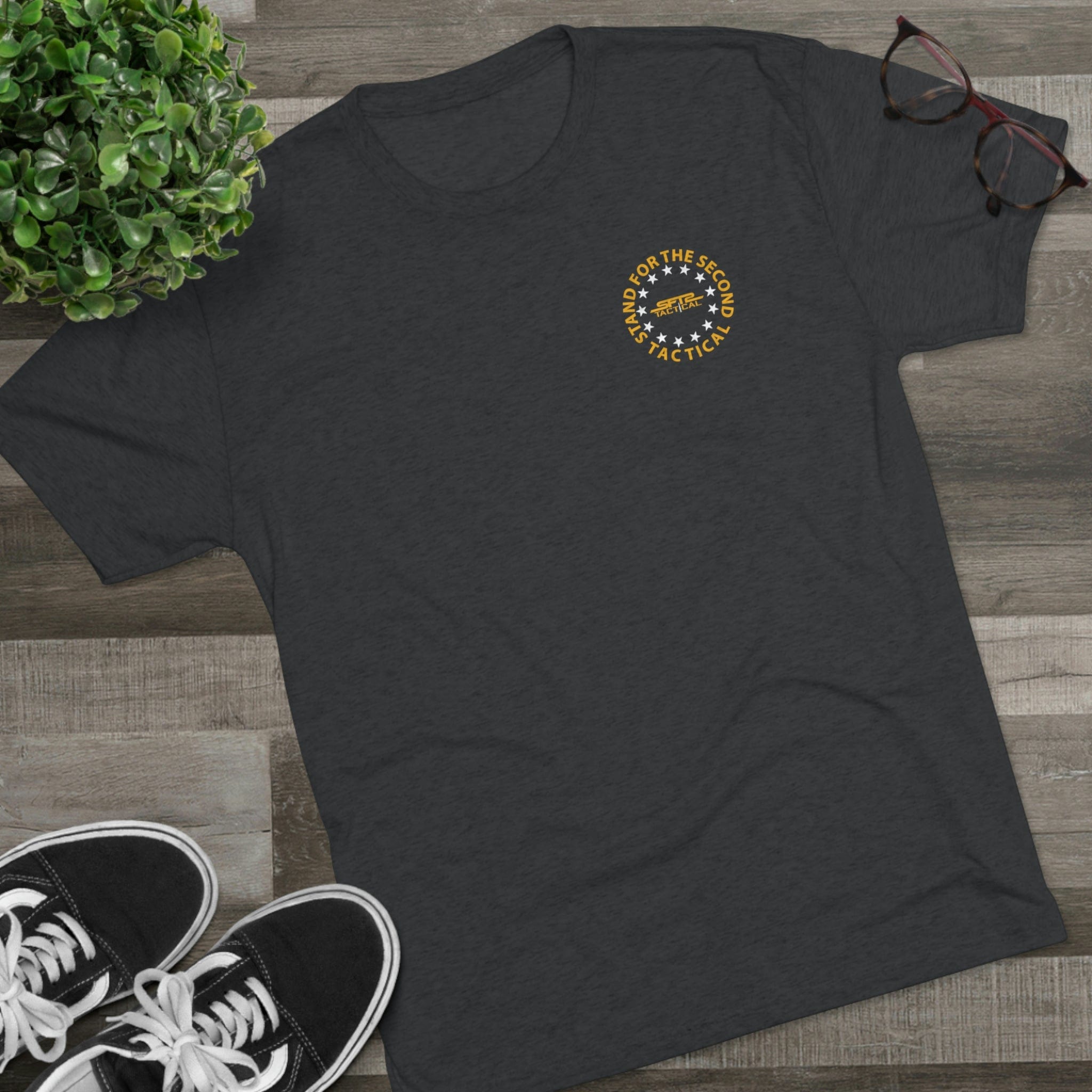 SFT2 Tactical Don't Tread On Me tri-blend crew tee featuring a bold graphic design on a comfortable t-shirt.