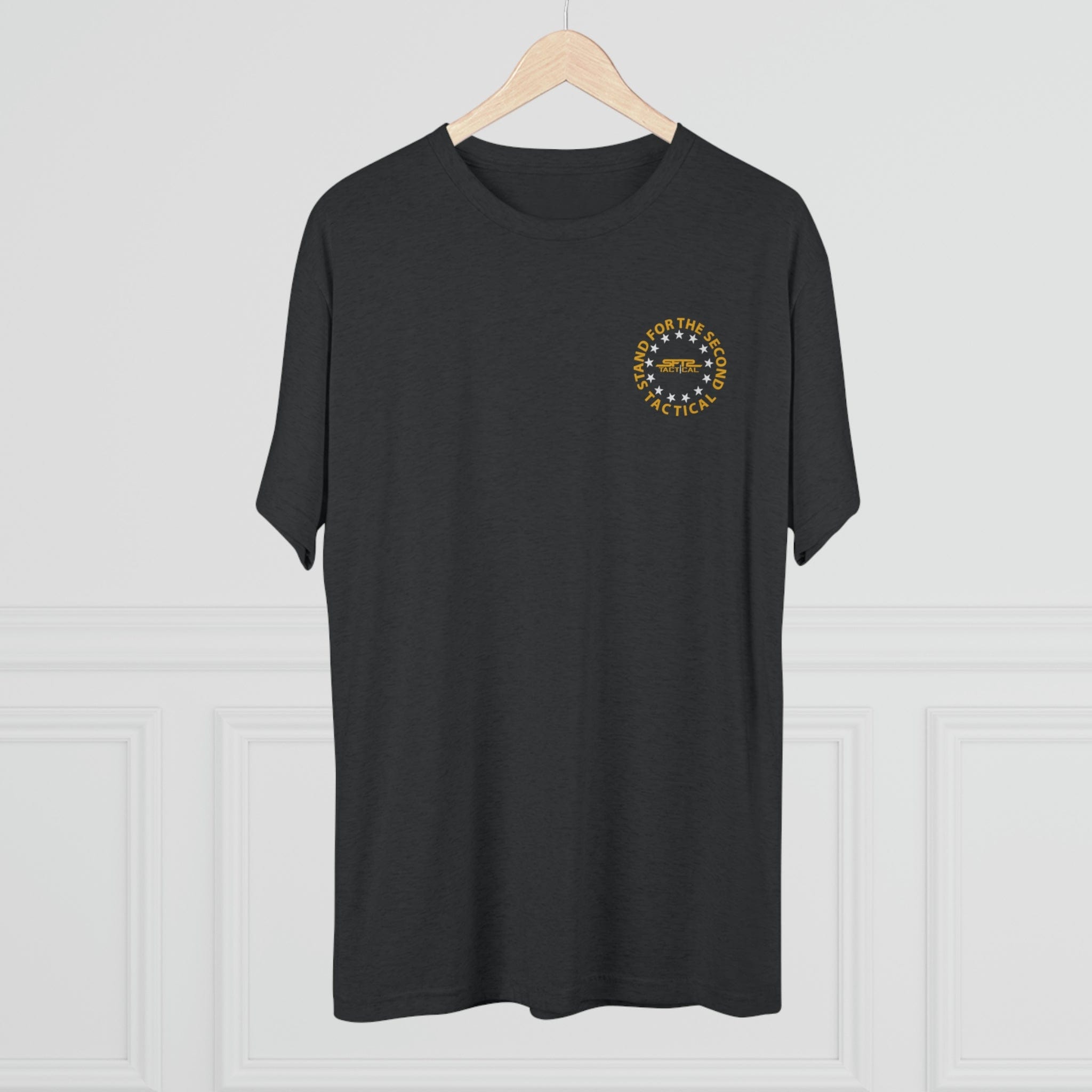 SFT2 Tactical Don't Tread On Me tri-blend crew tee featuring a bold graphic design on a casual t-shirt.