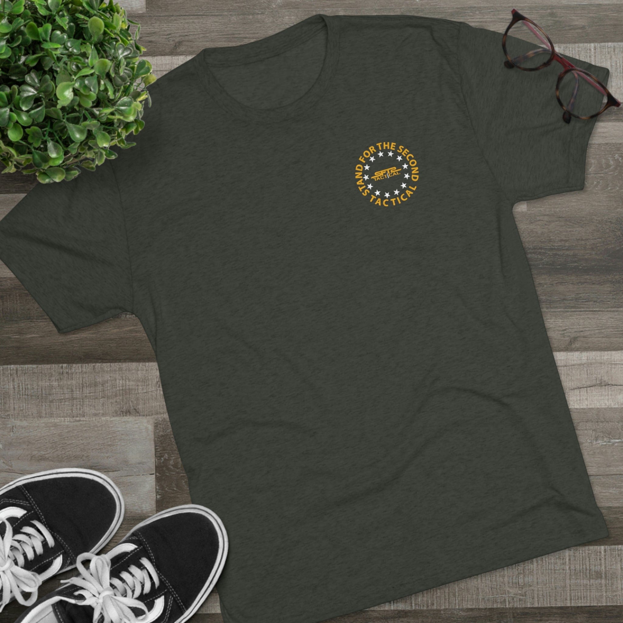 SFT2 Tactical Don't Tread On Me tri-blend crew tee featuring a bold graphic on a comfortable t-shirt.