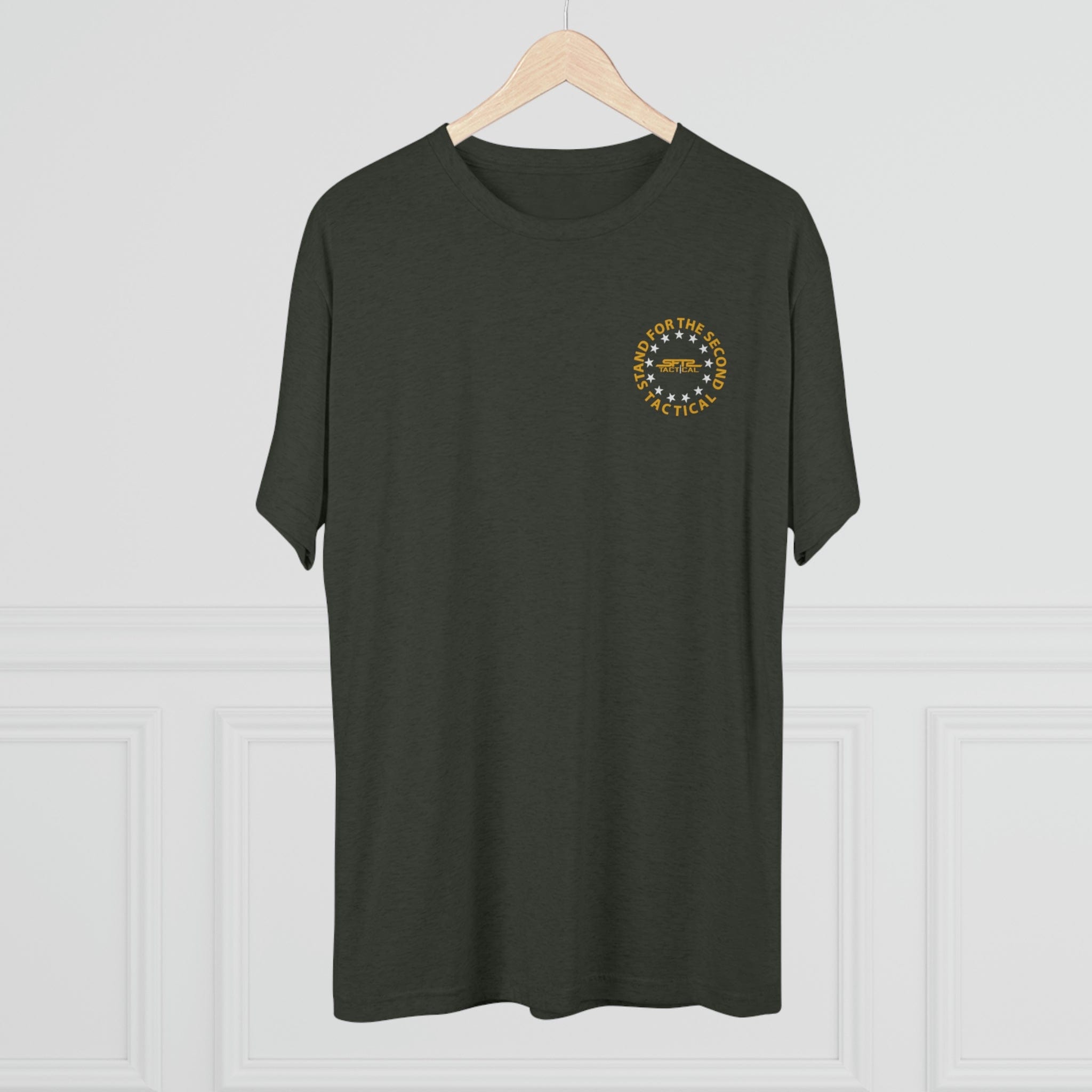 SFT2 Tactical Don't Tread On Me tri-blend crew tee featuring a bold graphic design on a comfortable t-shirt.