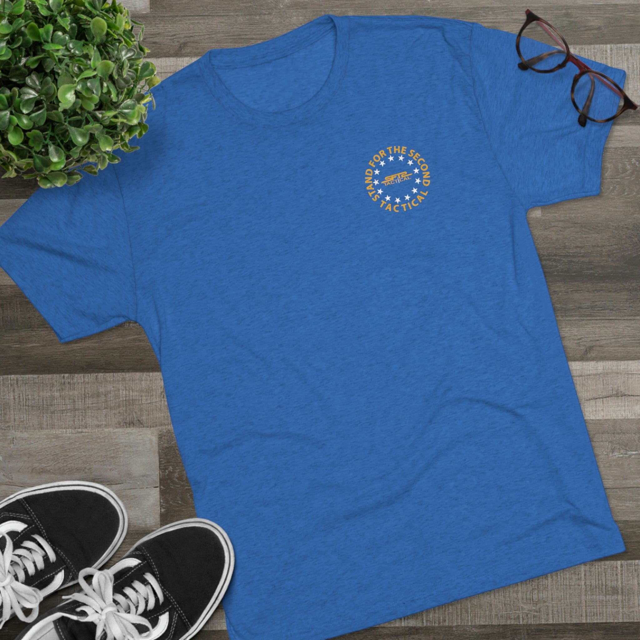 SFT2 Tactical Don't Tread On Me tri-blend crew tee featuring a bold graphic design on a comfortable t-shirt.