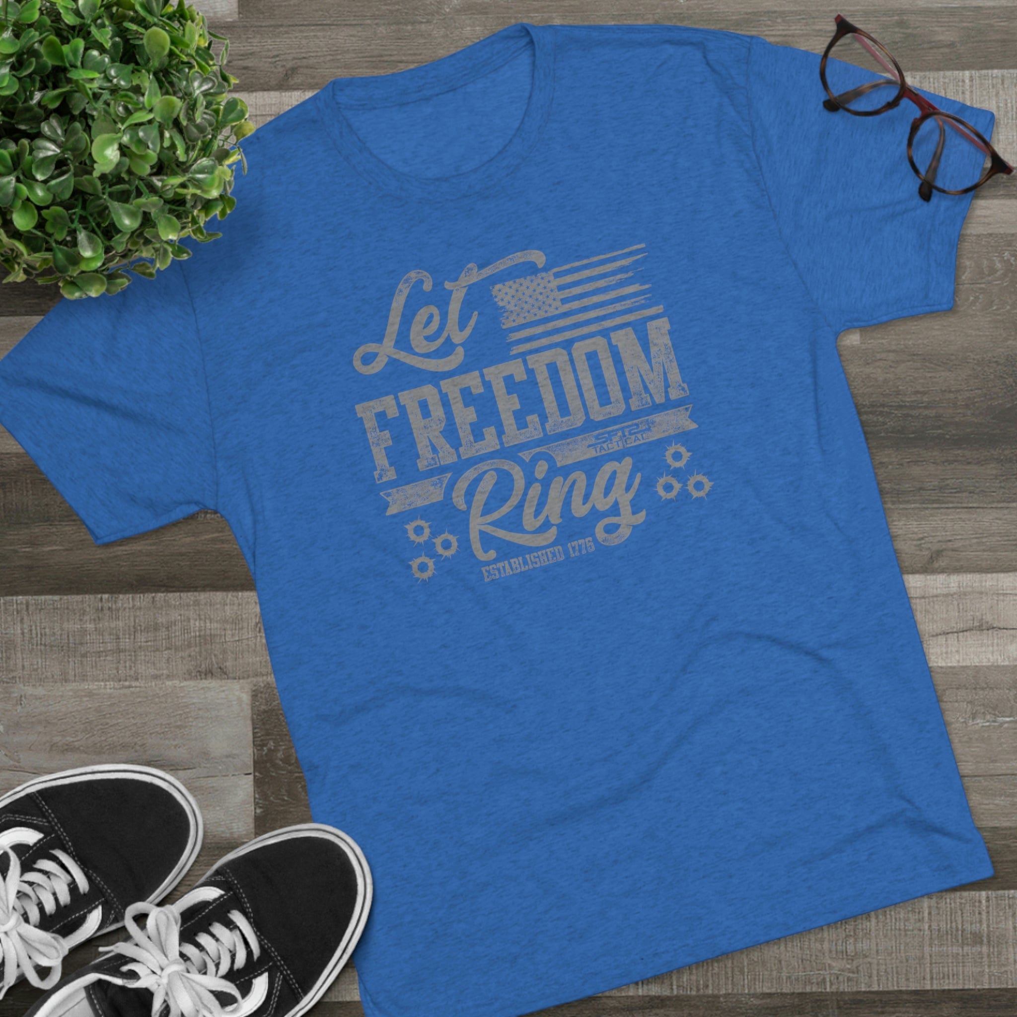 SFT2 Tactical Let Freedom Ring tri-blend crew tee in a relaxed fit, featuring a patriotic graphic design.