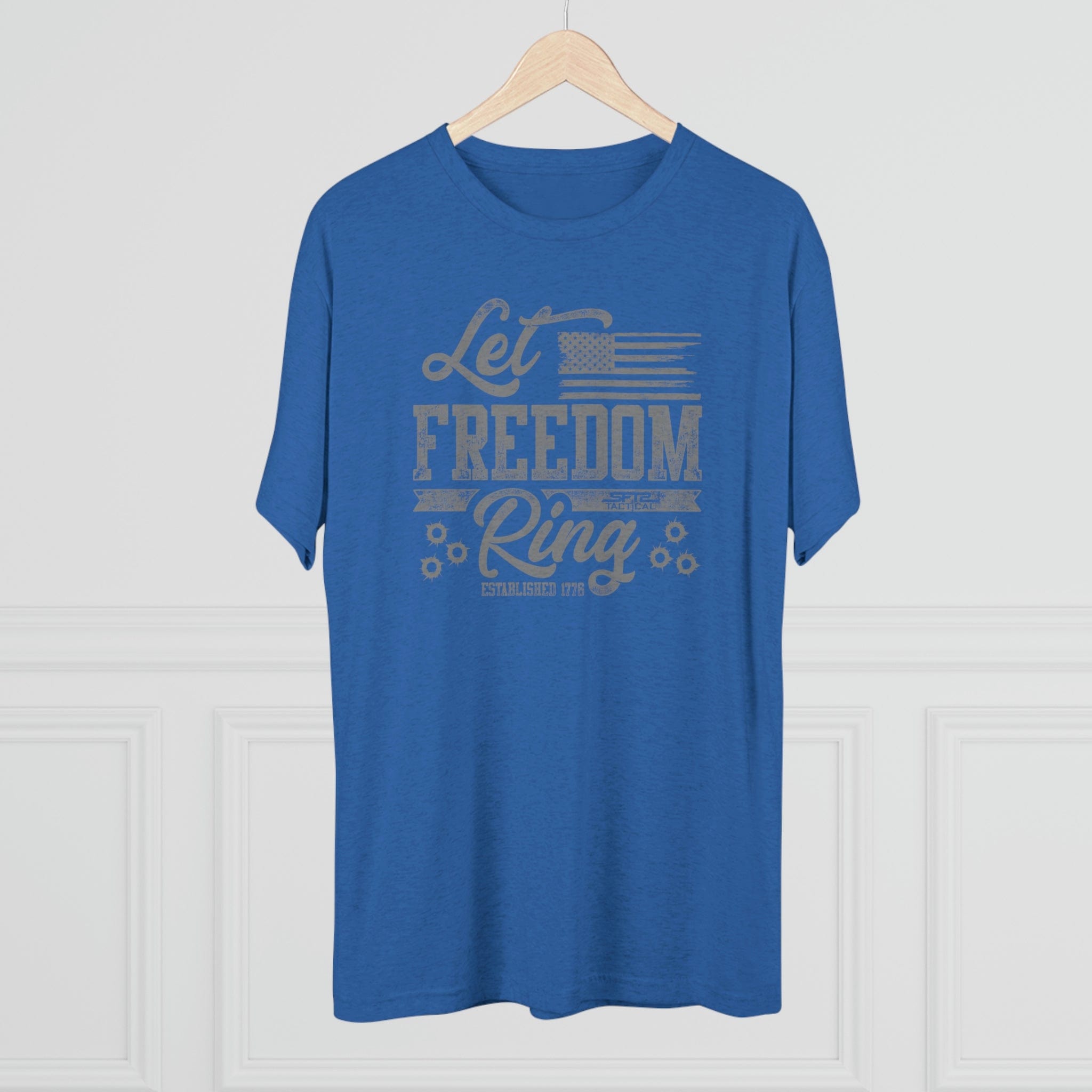 SFT2 Tactical Let Freedom Ring tri-blend crew tee featuring a patriotic design on a comfortable t-shirt.