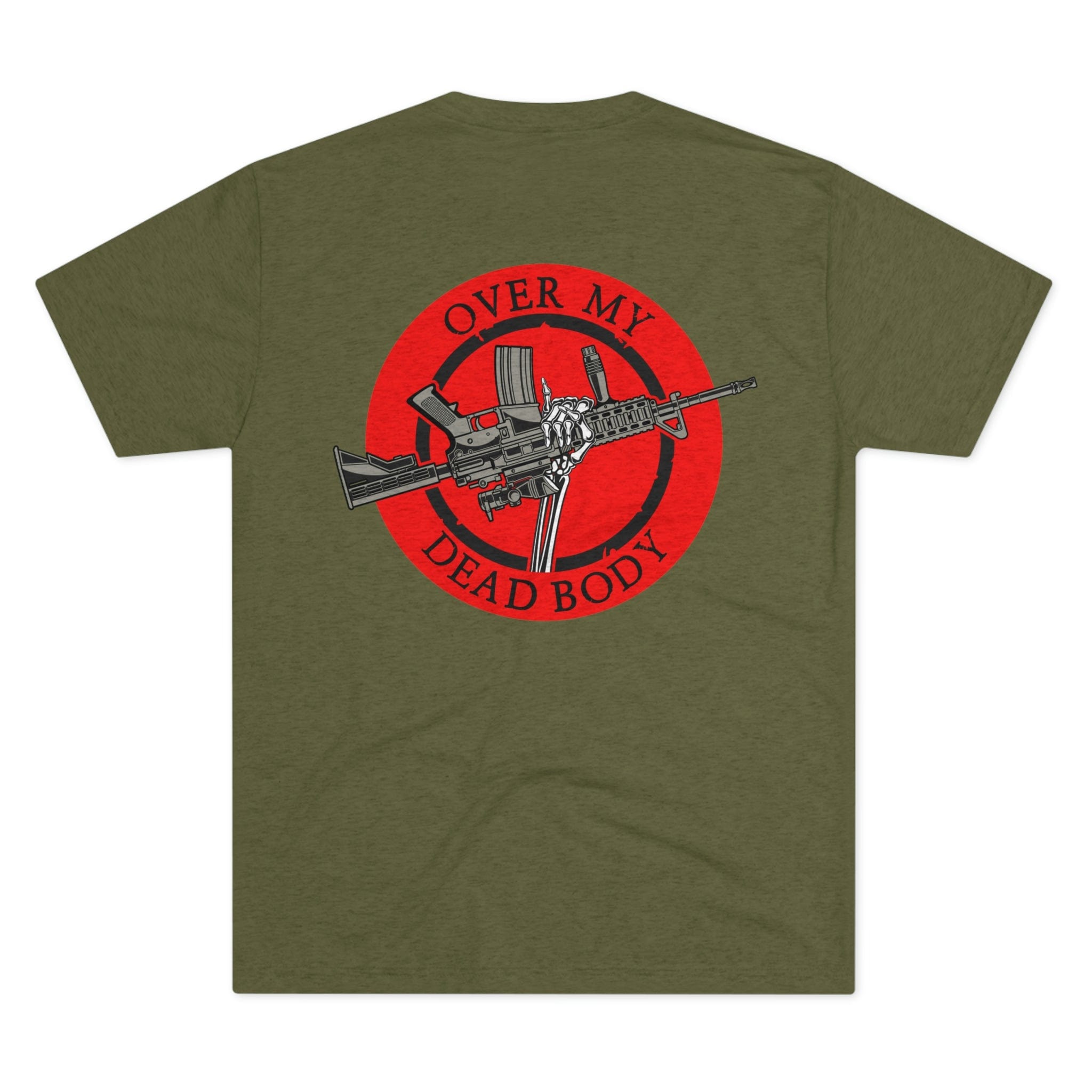 SFT2 Tactical Over My Dead Body tri-blend crew tee featuring a graphic print on a comfortable t-shirt.