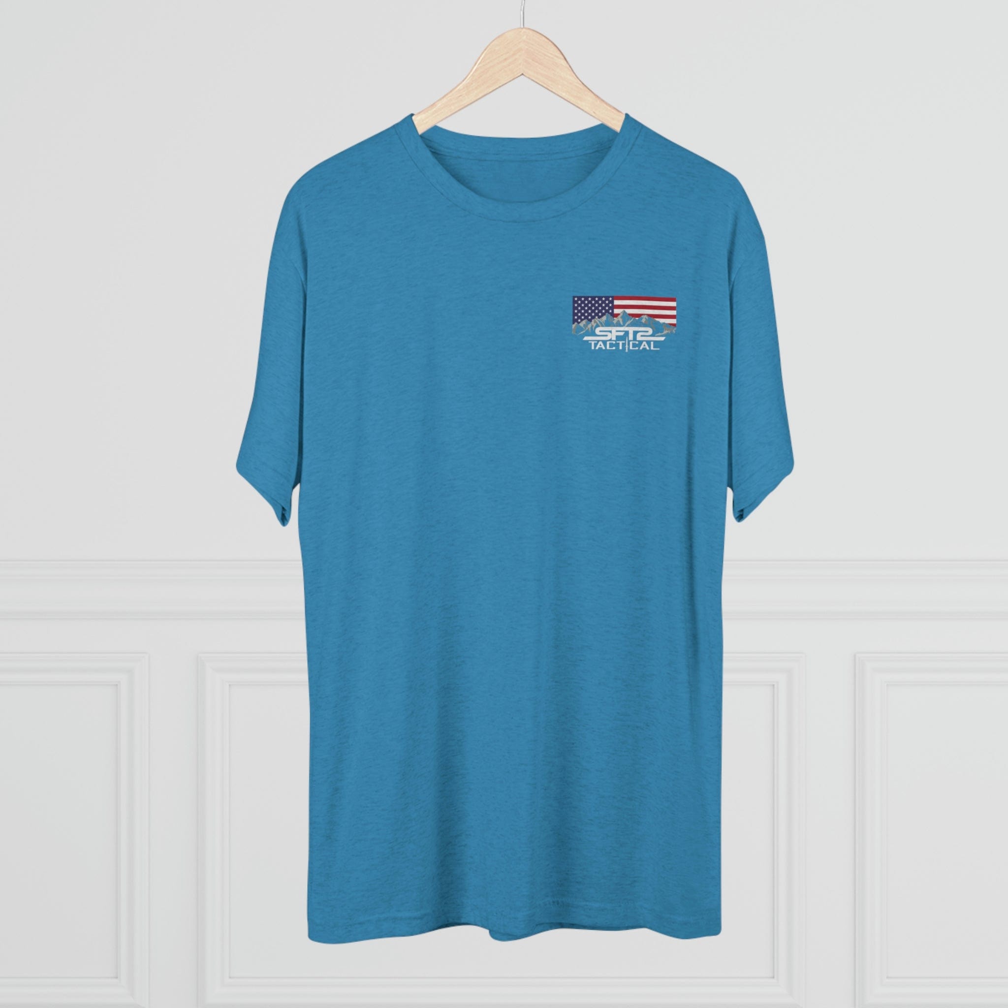 SFT2 Tactical Over My Dead Body tri-blend crew tee featuring a bold graphic design on a casual t-shirt.