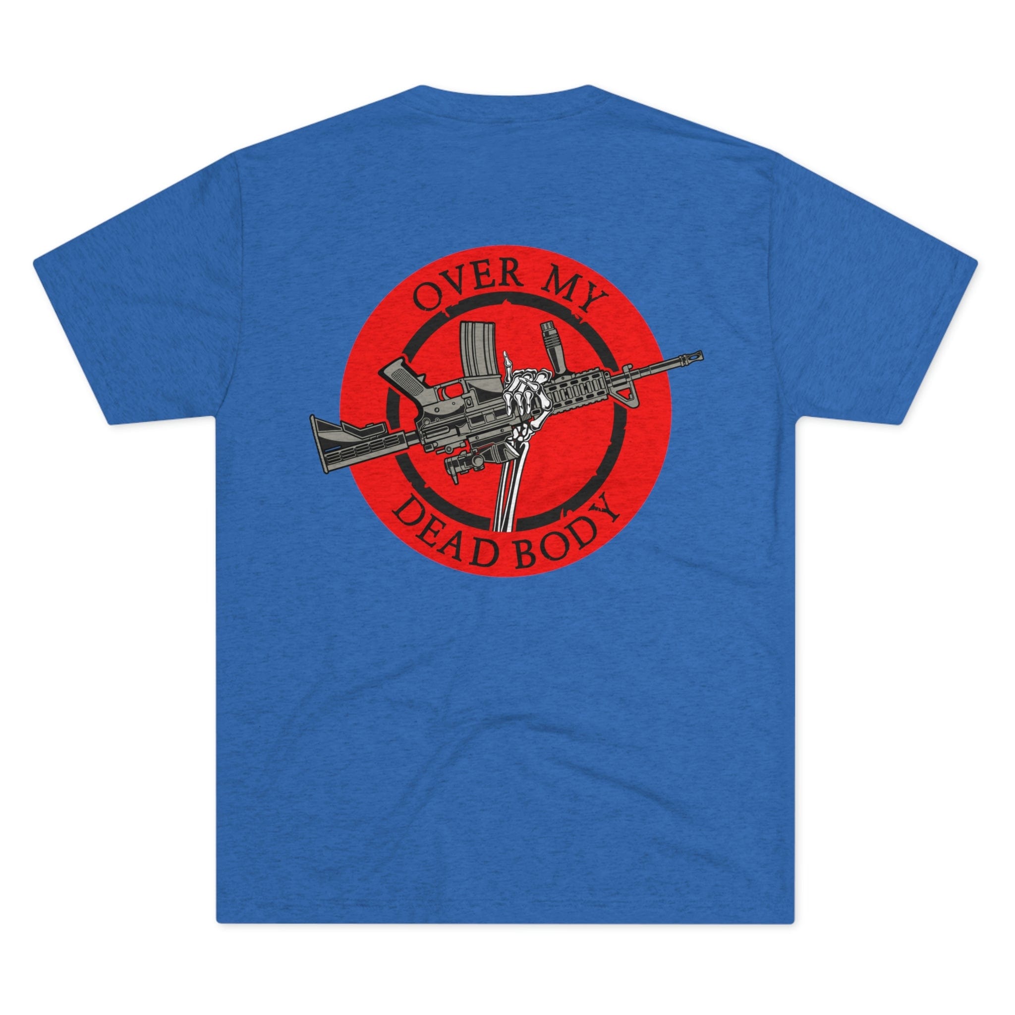 SFT2 Tactical Tri-Blend Crew Tee featuring "Over My Dead Body" graphic design on a casual fit t-shirt.