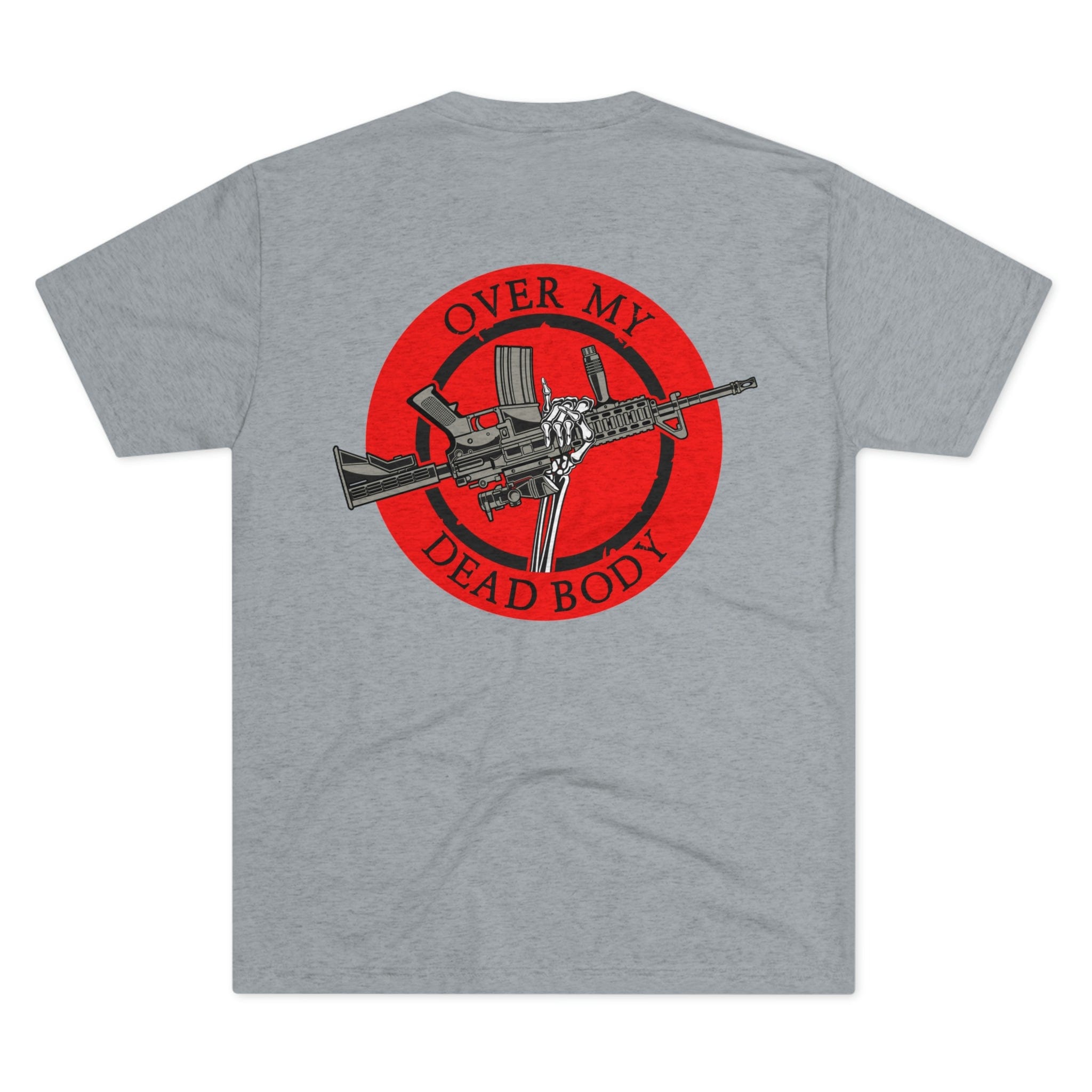 SFT2 Tactical tri-blend crew tee featuring "Over My Dead Body" graphic design on a casual t-shirt.