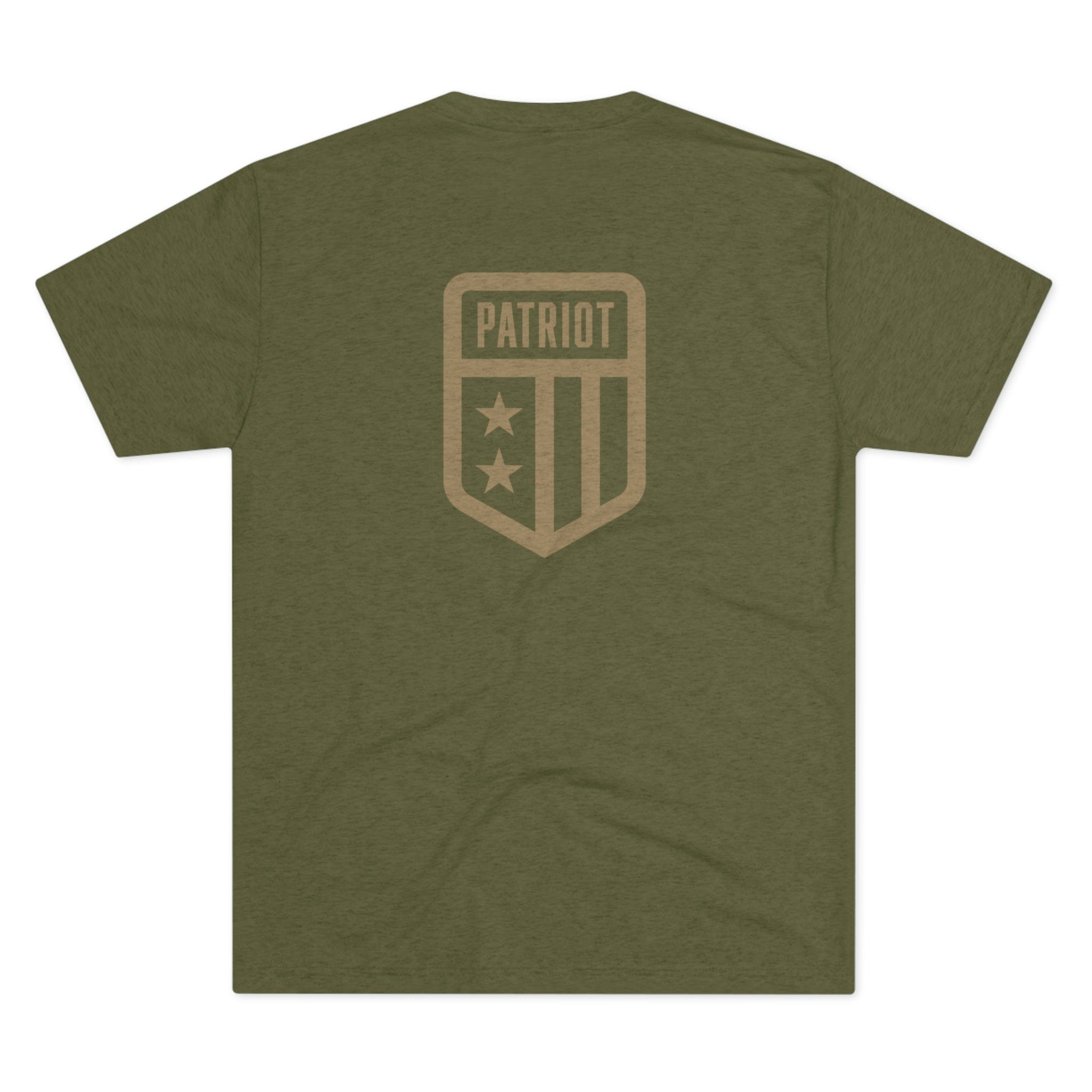 SFT2 Tactical Patriot tri-blend crew tee in a relaxed fit, showcasing fabric texture and vibrant color design.