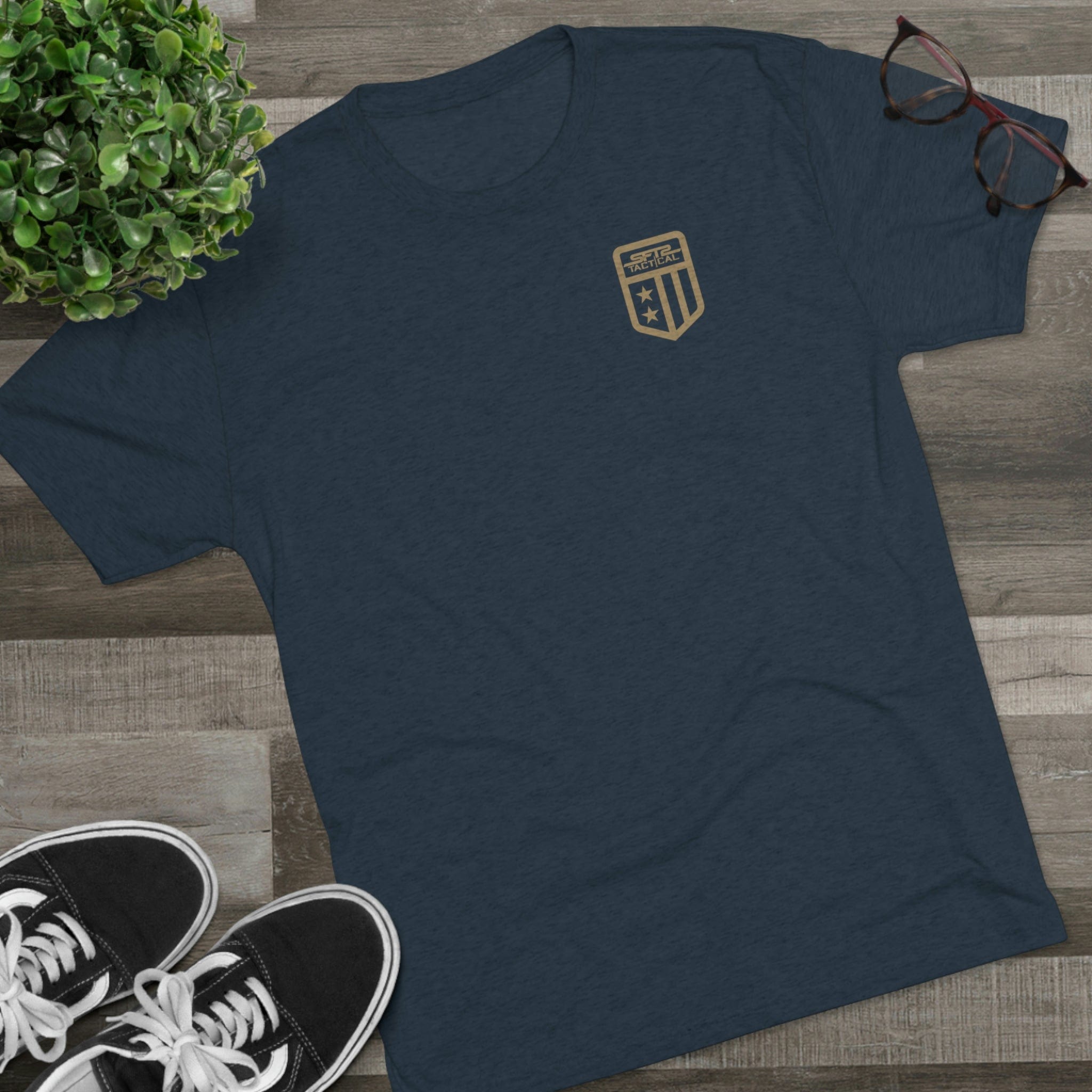 SFT2 Tactical Patriot tri-blend crew tee in a relaxed fit, showcasing a soft fabric and classic crew neckline.