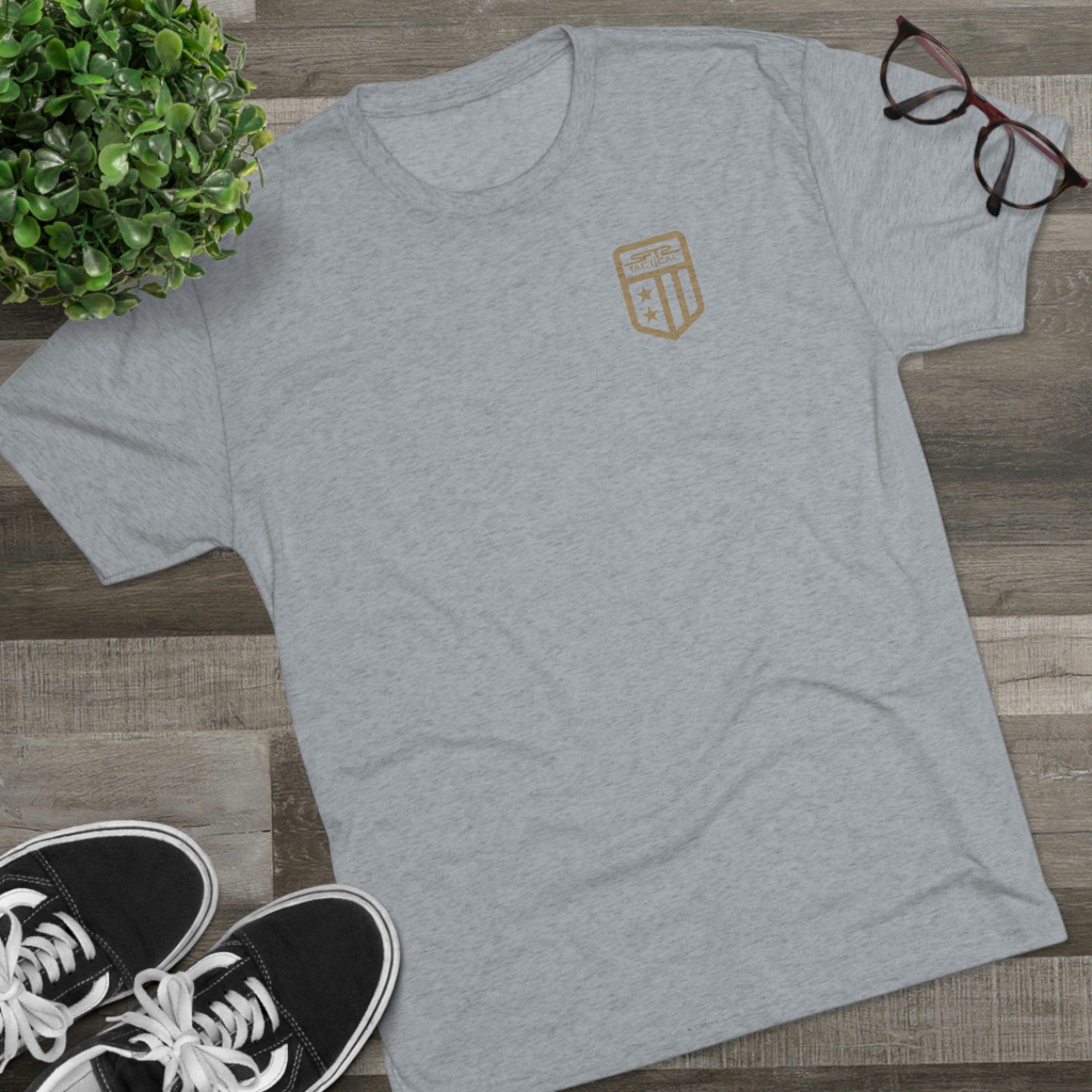 SFT2 Tactical Patriot tri-blend crew tee in a relaxed fit, featuring a soft fabric and classic crew neckline.