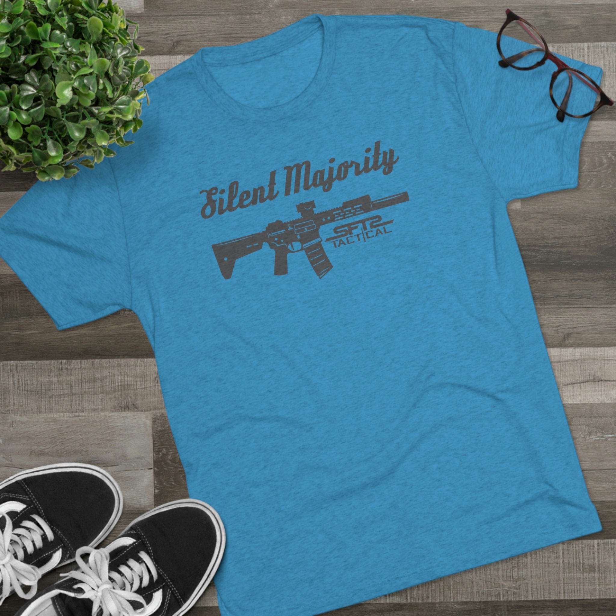 SFT2 Tactical Silent Majority T-Shirt featuring bold graphics on a comfortable, casual fit in a neutral color.