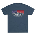 SFT2 Tactical America's Favorite Logo Tri-Blend Crew Tee in indigo, showcasing soft fabric and classic crew neck design.