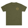 Military green SFT2 Tactical Don't Tread On Me tri-blend crew tee displayed flat, featuring graphic print design.