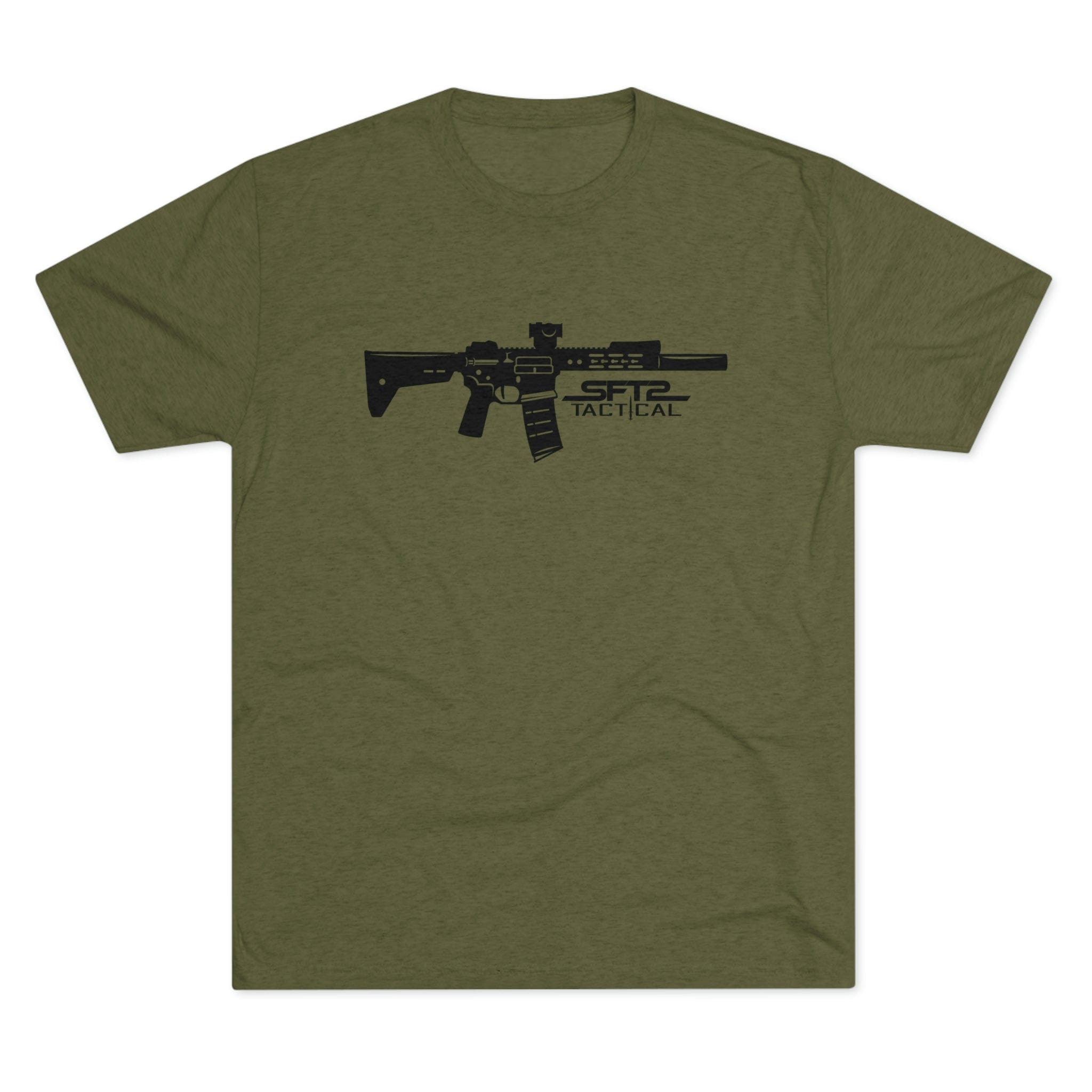 Military green tri-blend crew tee featuring "This is My Rifle" graphic by SFT2 Tactical.