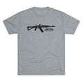 SFT2 Tactical AK Day tri-blend crew tee in heather gray, showcasing soft fabric and classic crew neck design.