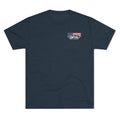 Vintage navy tri-blend crew tee featuring "Over My Dead Body" graphic by SFT2 Tactical. Ideal for casual wear.