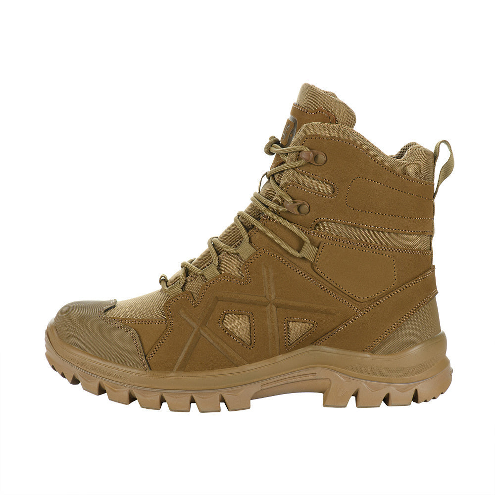 M-TAC tactical field boots with insulation for winter, featuring sturdy leather and rugged soles for outdoor durability.