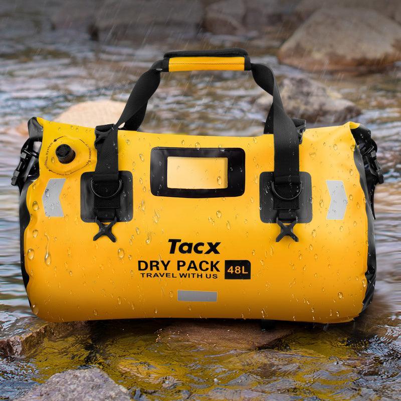 TACX™ 4-in-1 waterproof motorcycle tailbag by Bean's Moto Booth, showing versatile and durable motorcycle bag with multiple compartments
