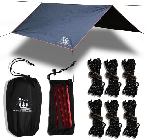 Waterproof 12-foot hammock tarp by Hanging High Hammocks, providing great coverage and protection for outdoor hammocking.