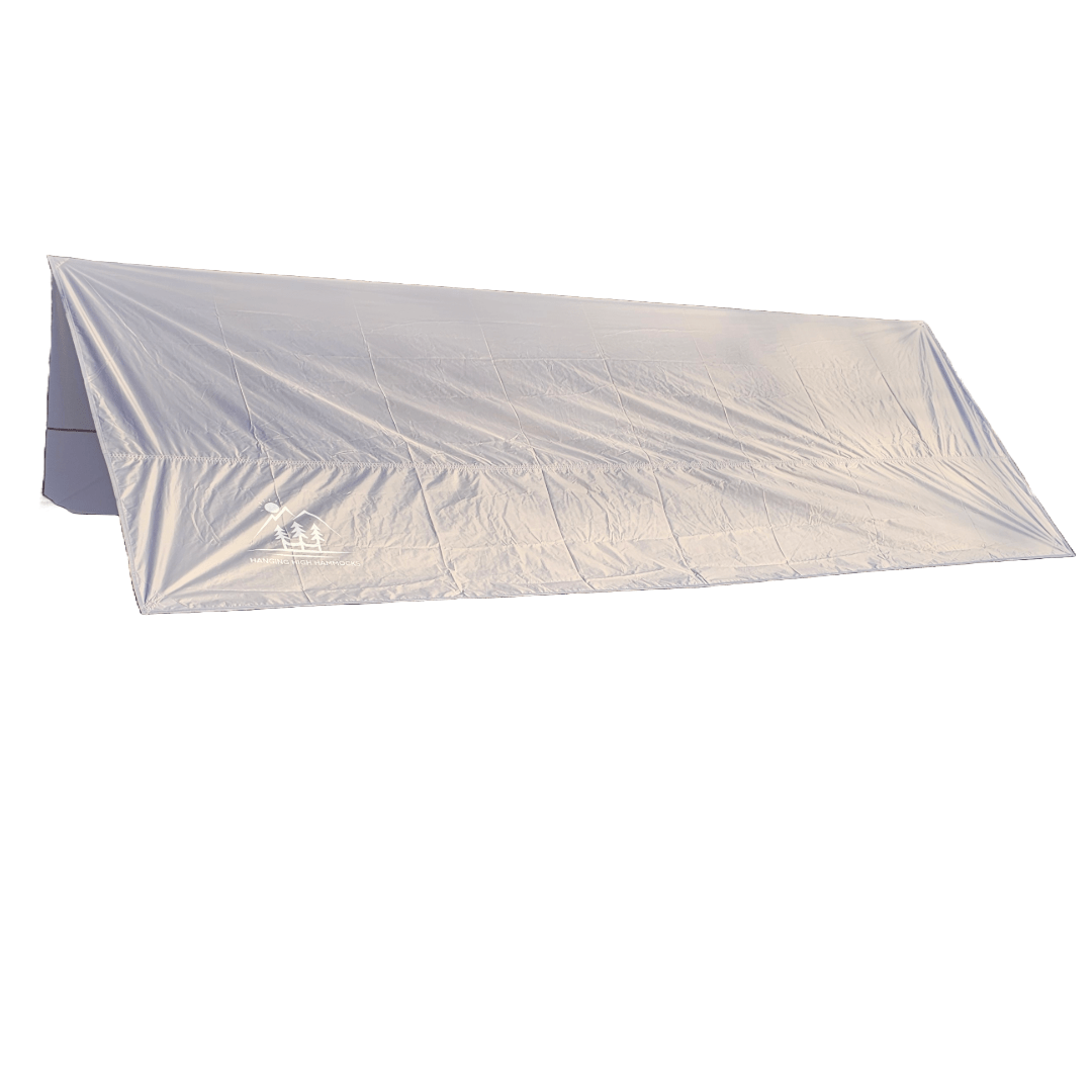 Waterproof 11-foot hammock tarp by Hanging High Hammocks, designed as a durable accessory for hammock camping and outdoor shelters.