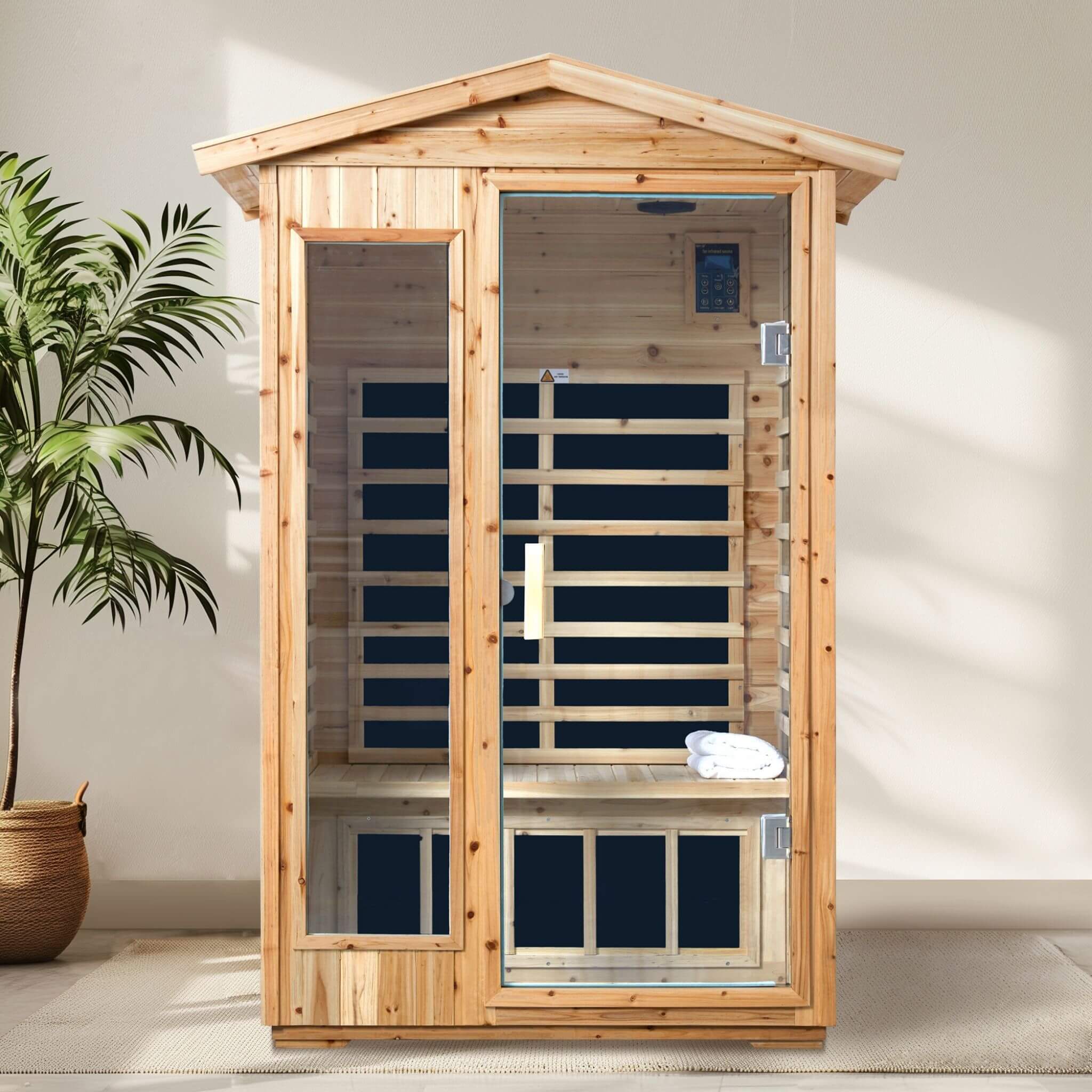 Thermora Vexa 2-Person Outdoor Infrared Sauna With Bluetooth Audio And LED Lighting (SAK28694) - We The Collective