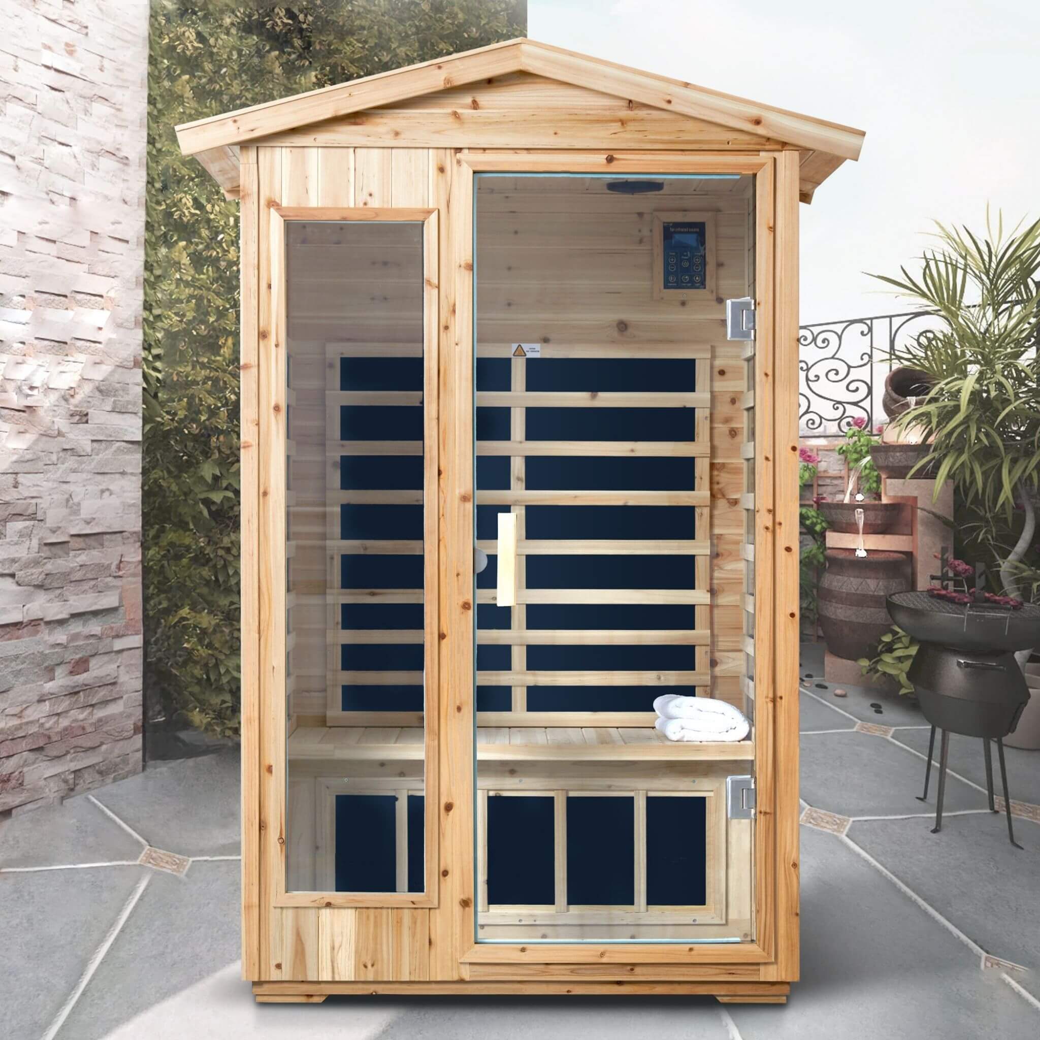 Thermora Vexa 2-Person Outdoor Infrared Sauna With Bluetooth Audio And LED Lighting (SAK28694) - We The Collective