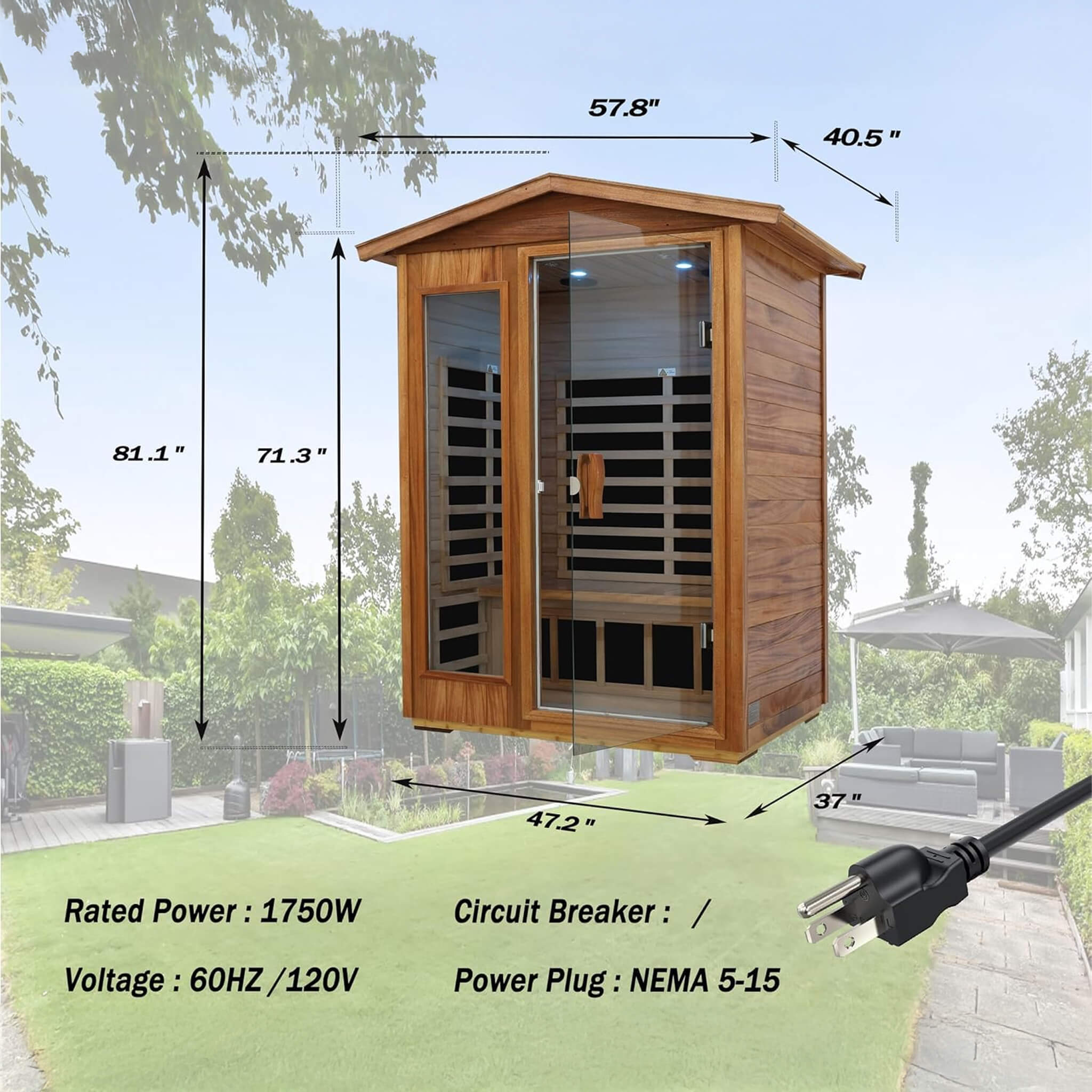 Thermora Ignis 2-Person Ultra-Low EMF Mahogany Outdoor Infrared Sauna With Bluetooth Speakers (SAK43021) - We The Collective
