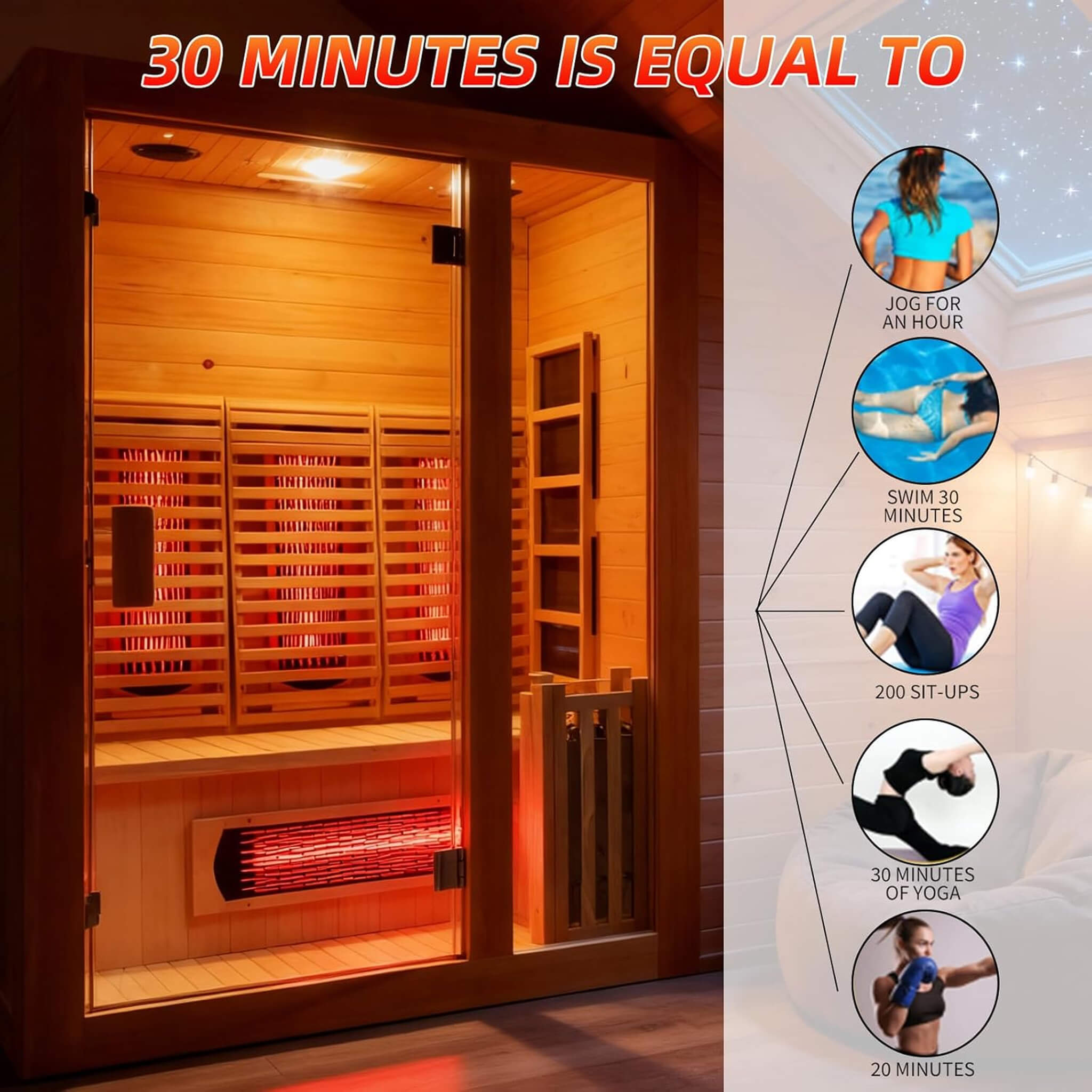 Rövia Luma 2-person indoor sauna with infrared panels and 3.5KW steam heater, featuring sleek wood interior and control panel.