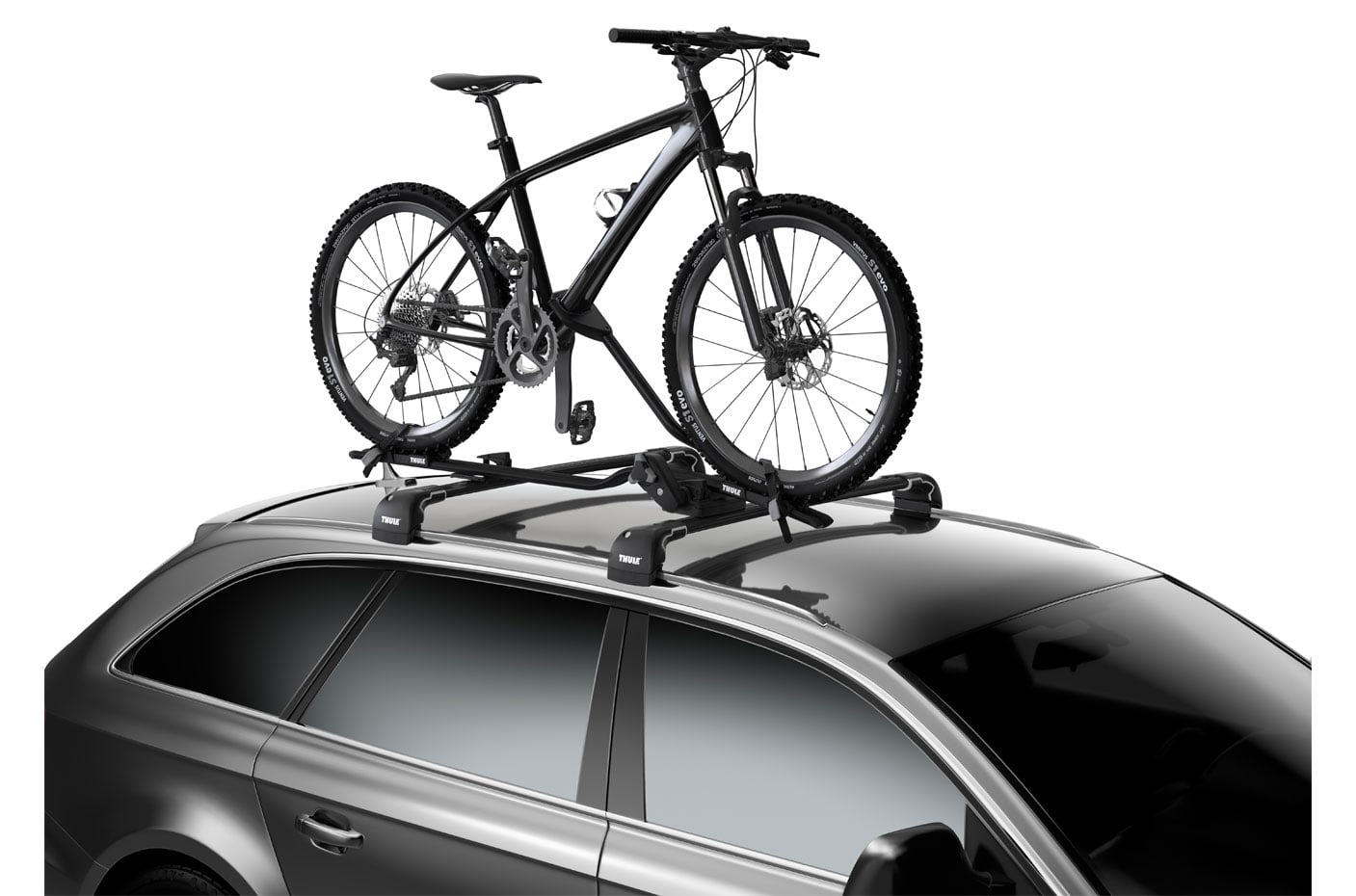 Backcountry Sportsman Thule ProRide XT bike rack mounted on vehicle with locking mechanism visible