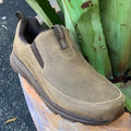 Brown Bomber Slip-On men's shoes by Ariat featuring a sleek western style and smooth leather finish.