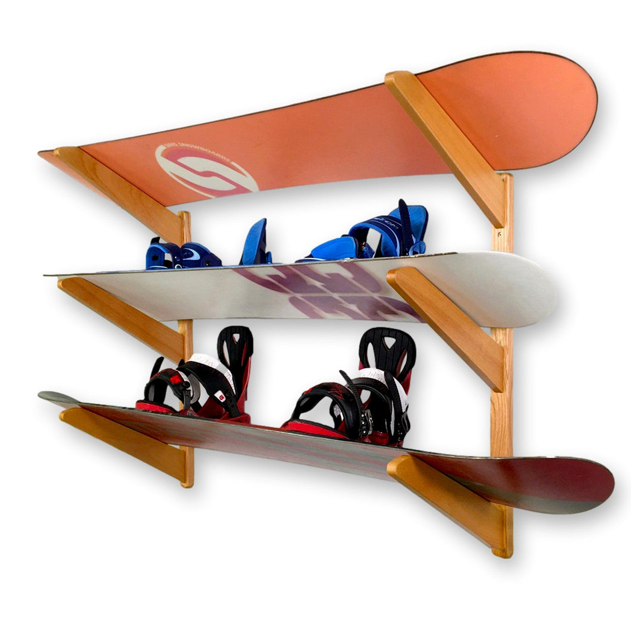 TidyTimber Snowboard Storage Wood Rack | Holds 3 Snowboards - OVERLANDERS Outfitter