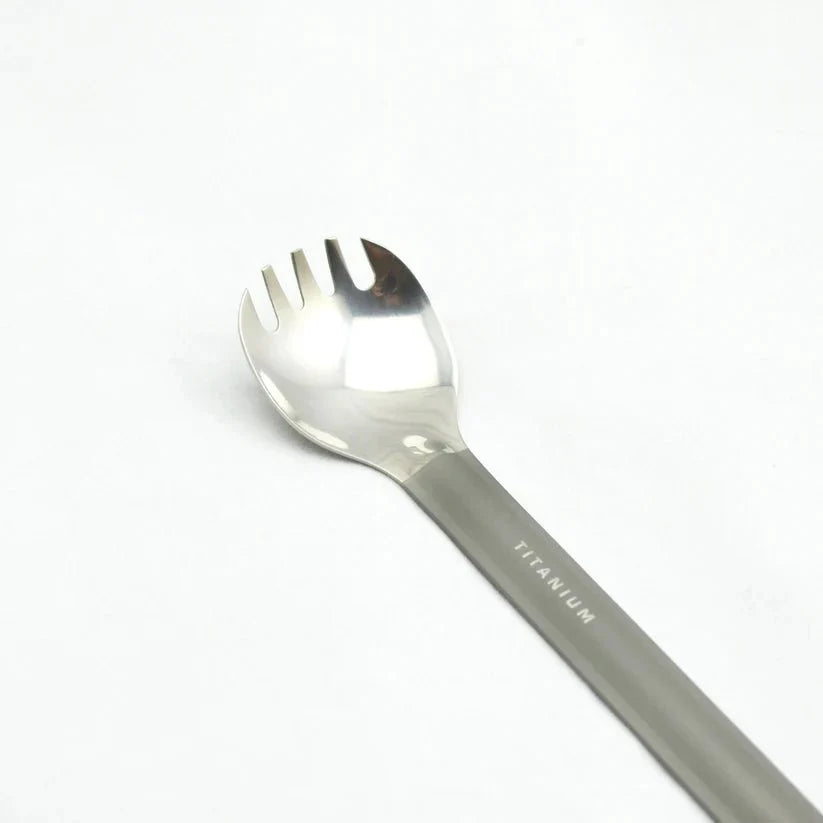 TOAKS Titanium Long Handle Spork with Polished Bowl | Ultralight Backpacking Utensil