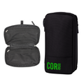 Black COR Surf compact toiletry travel bag with multiple compartments for organizing personal accessories on the go.