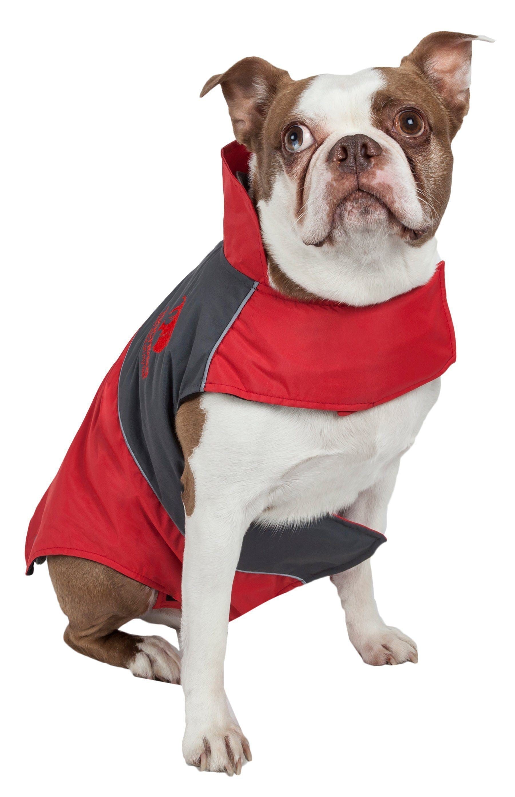 Touchdog Lightening-Shield 2-in-1 waterproof dog jacket with removable layers, designed for Pet Life, featuring black shark technology.