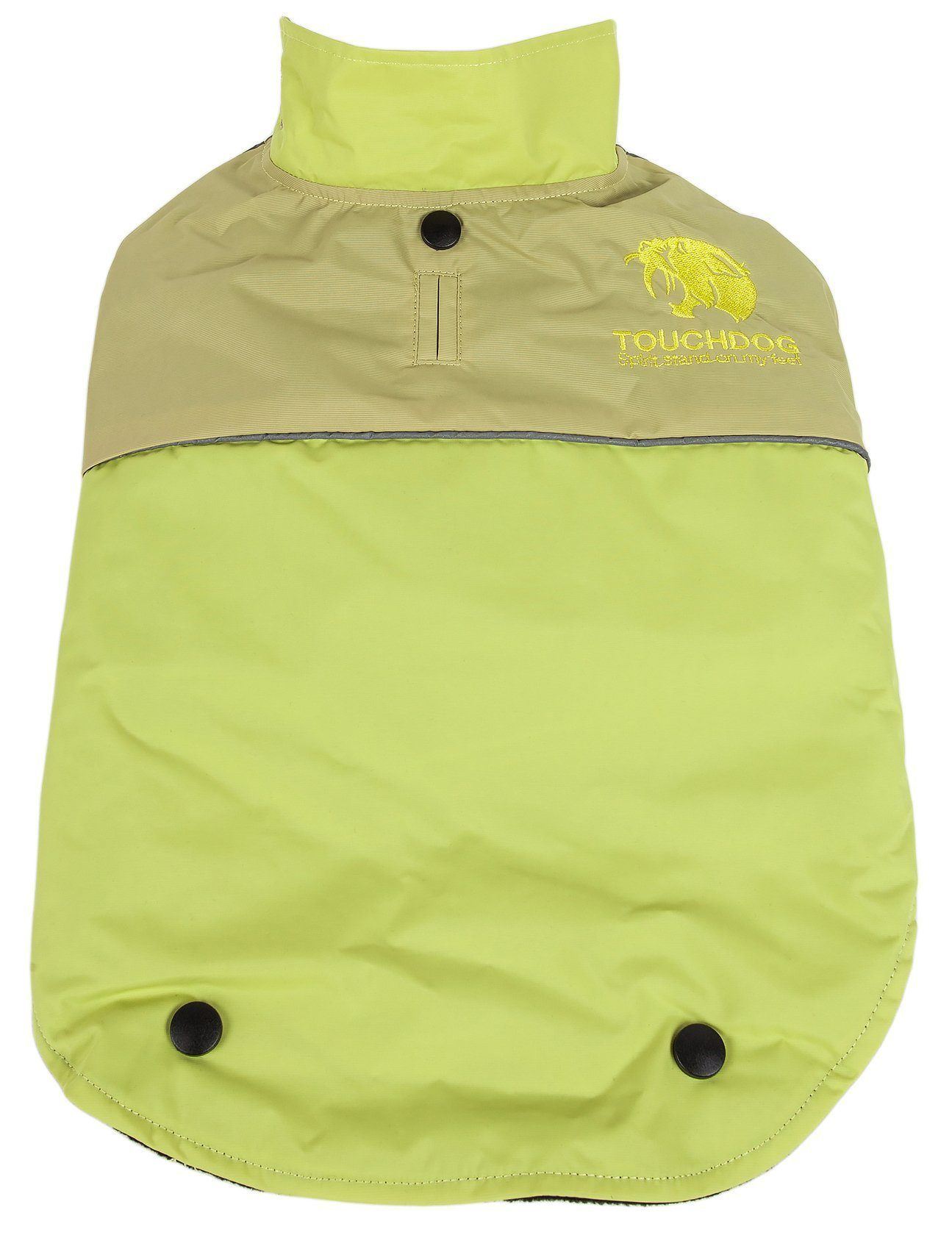 Pet Life Touchdog Lightening-Shield 2-in-1 waterproof dog jacket with removable layers, black shark technology, for outdoor protection.