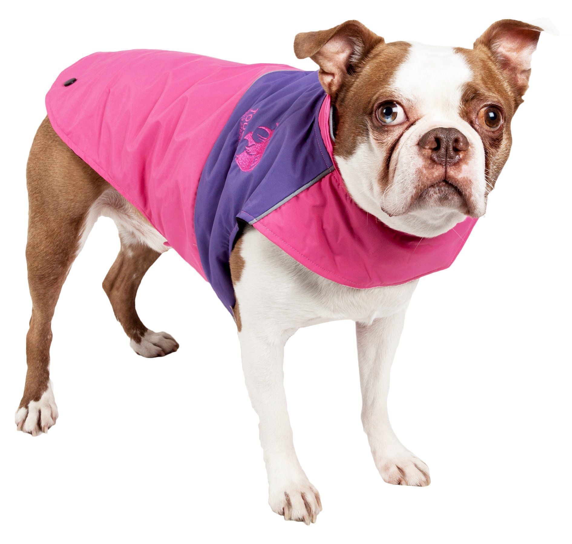 Touchdog Lightening-Shield 2-in-1 waterproof dog jacket with removable layers, designed for outdoor protection and comfort.