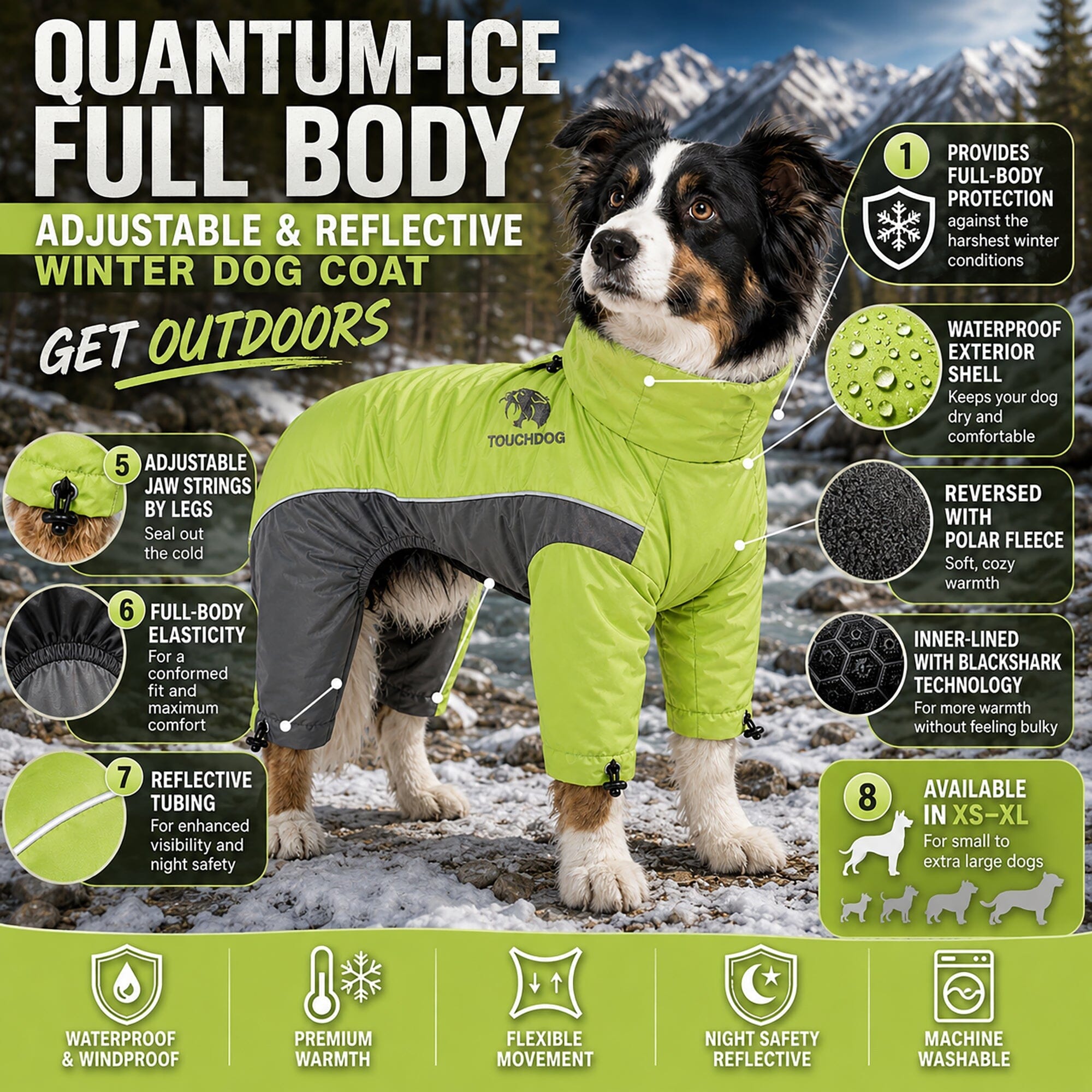 Touchdog ® Quantum-Ice Adjustable and Reflective Full-Body Winter Dog Jacket - OVERLANDERS Outfitter