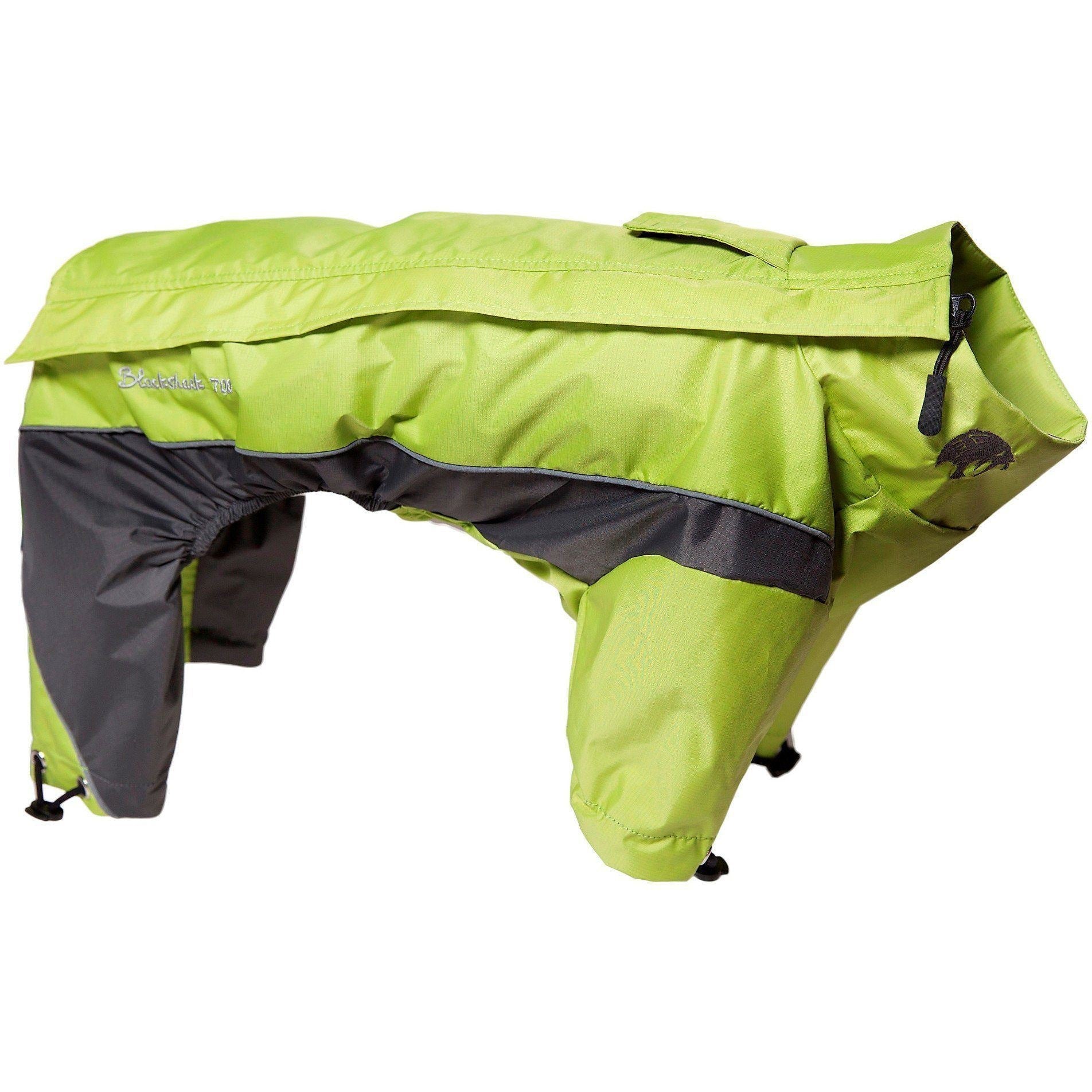 Black full-body winter dog jacket by Pet Life, featuring adjustable fit and reflective details for visibility.