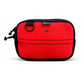 Recycled Firefighter TrailHound Fanny Pack Firehose Edition in red with adjustable strap and multiple storage compartments.