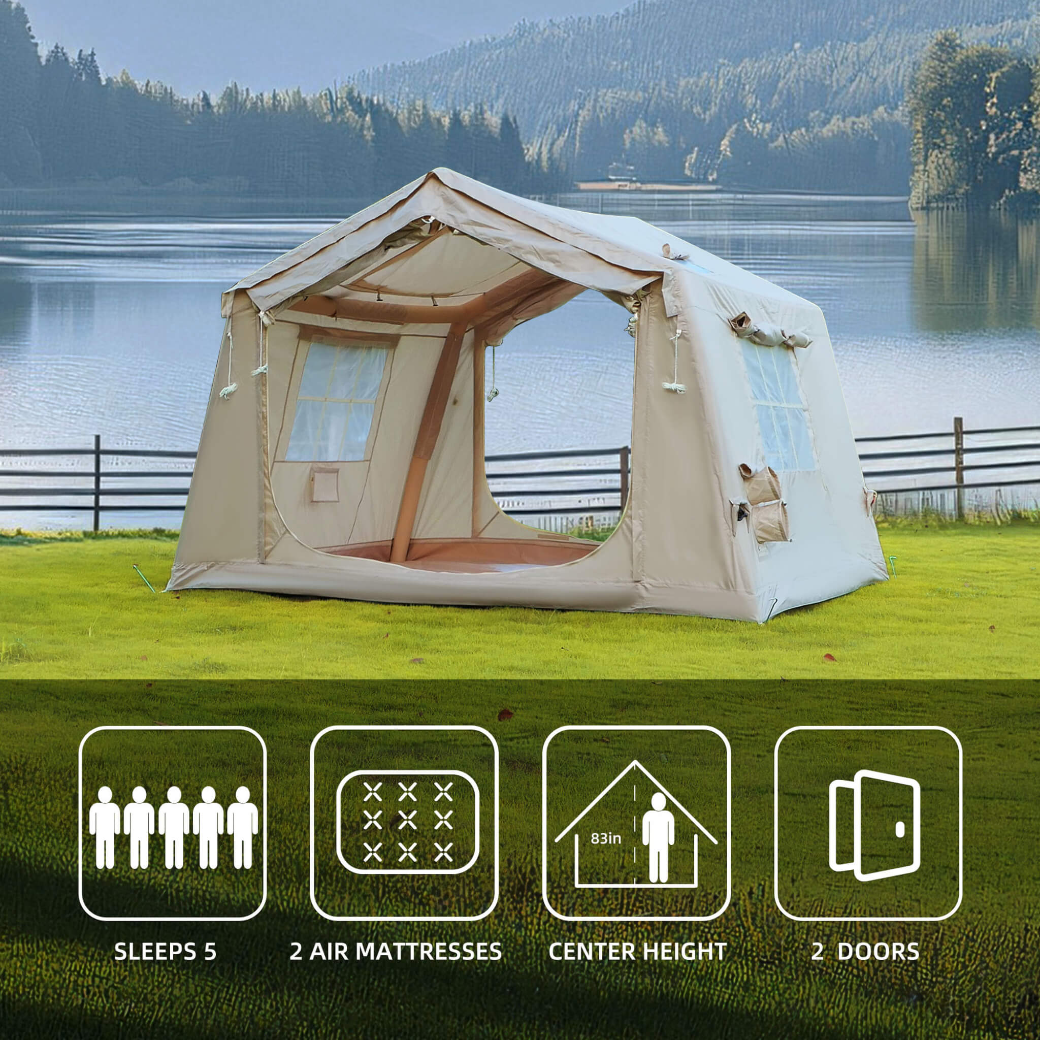 Trailora 4-Season Outdoor 4-6 People Inflatable Blow Up Camping Tent With Air Pump (SAK46821) - We The Collective
