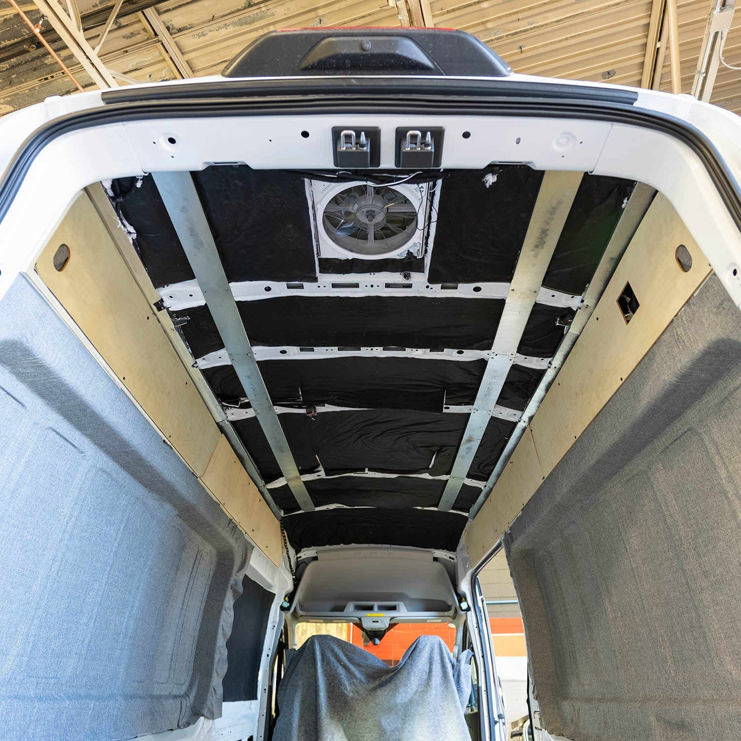 Timber Van Kits overhead cabinet panels for Promaster van structural assembly, shown in transit-structure-12.jpg